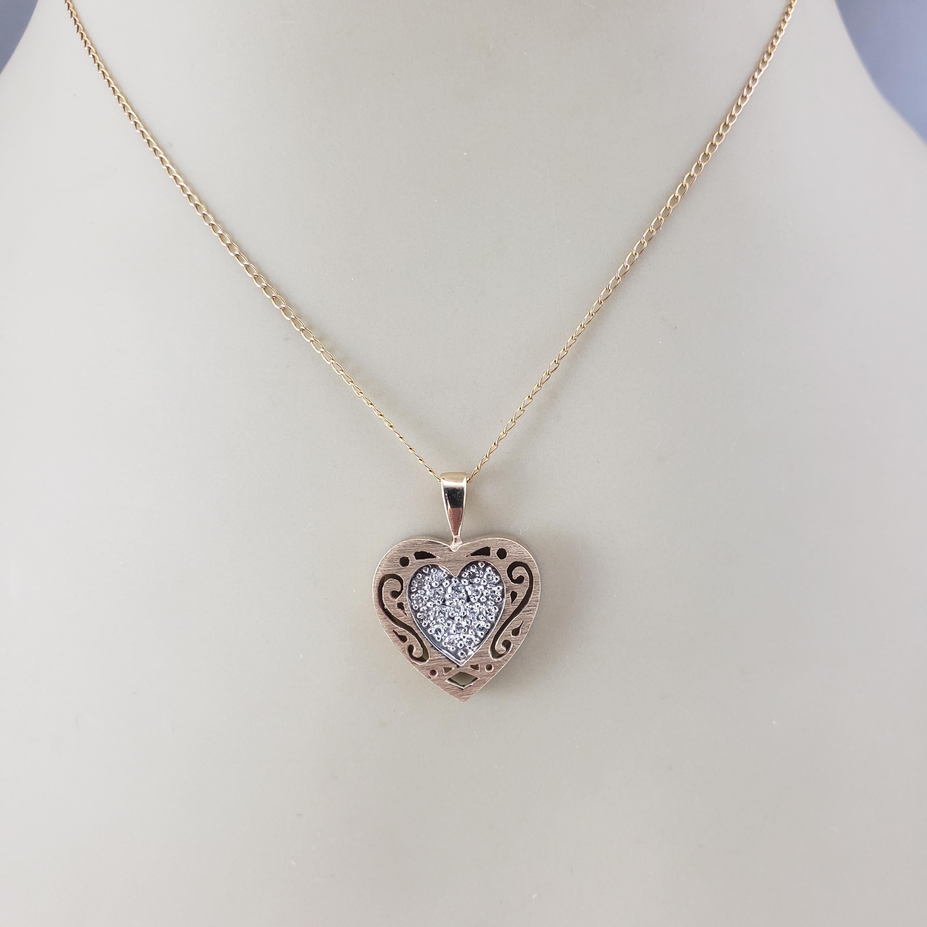 Pendentif cœur en or jaune et blanc 12-14 carats avec diamant n° 21117 en vente 1