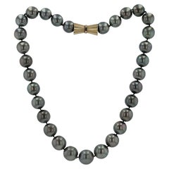 12-14mm Black Tahitian Pearl Strand with 14k Vintage Clasp