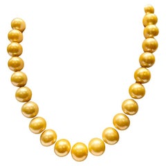 Salt Sea Golden Pearls with Silver Magnetic Clasp