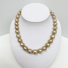 South Sea Oval Pearl Necklace with Gold Clasp