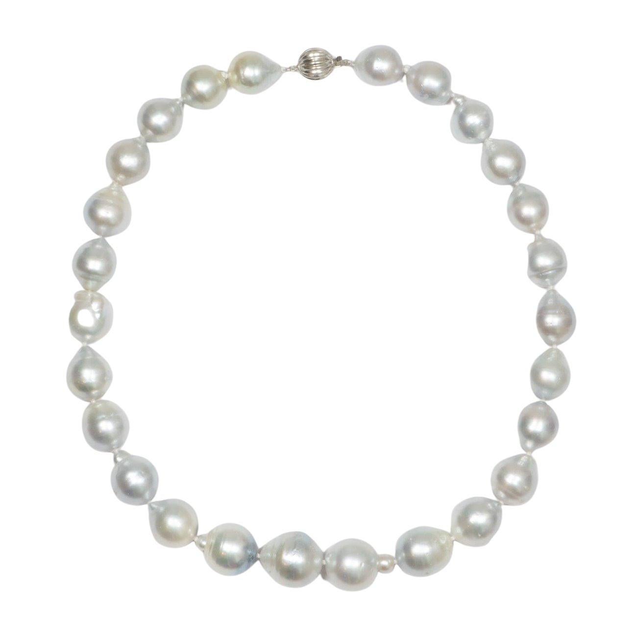 ♥ A South Sea Baroque Pearl hand knotted necklace with 14k white gold components

♥ The item measures 17: in length

♥ All stone(s) used are genuine, earth-mined, and guaranteed conflict free! As is with anything that is naturally occurring, our