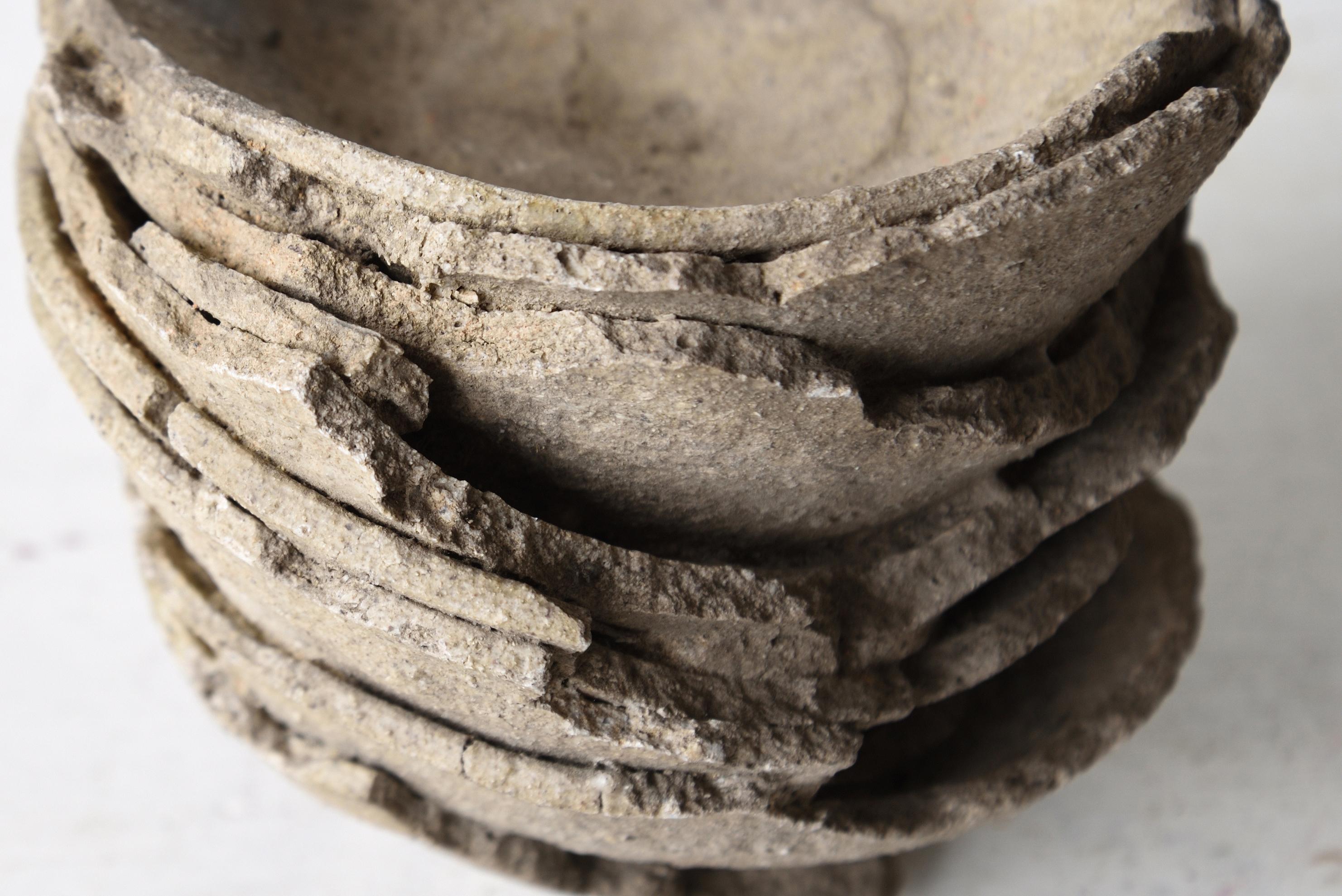 Fired 12-16th century Yamajawan 8-layered Japanese proto-pottery mountain bowls For Sale