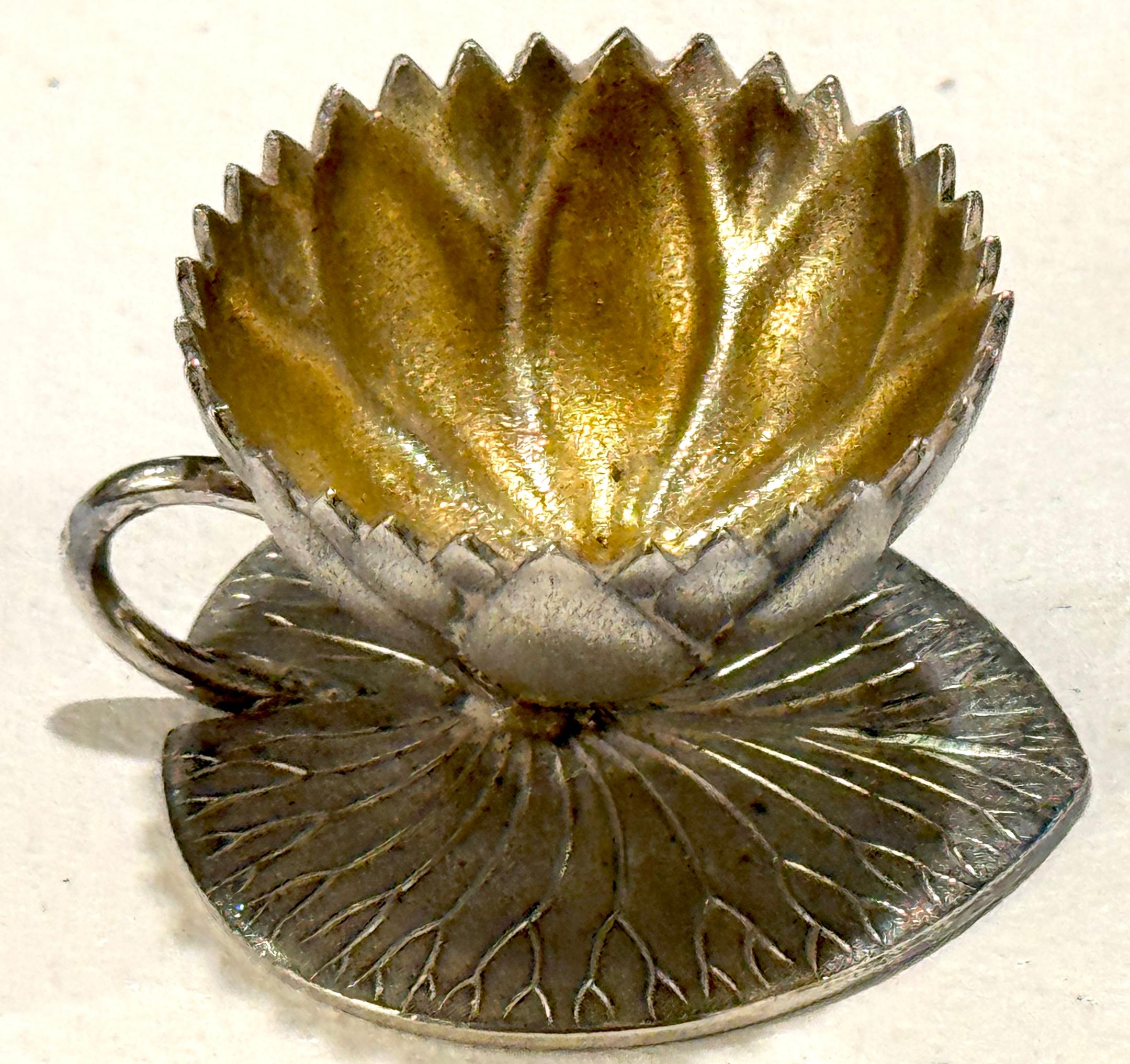 12 American Aesthetic Movement Meriden Silverplate & Goldwashed Lotus Open Salts For Sale 5