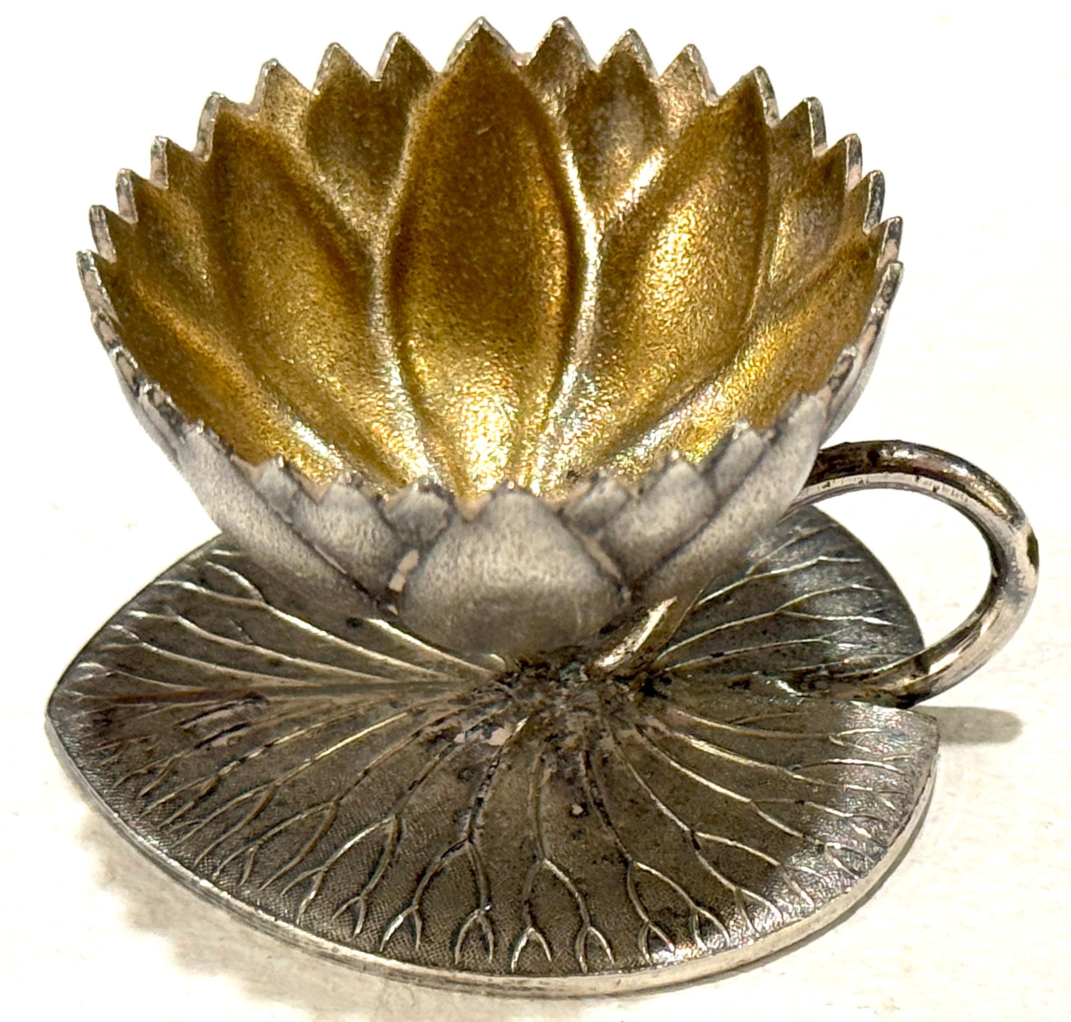 12 American Aesthetic Movement Meriden Silverplate & Goldwashed Lotus Open Salts For Sale 3