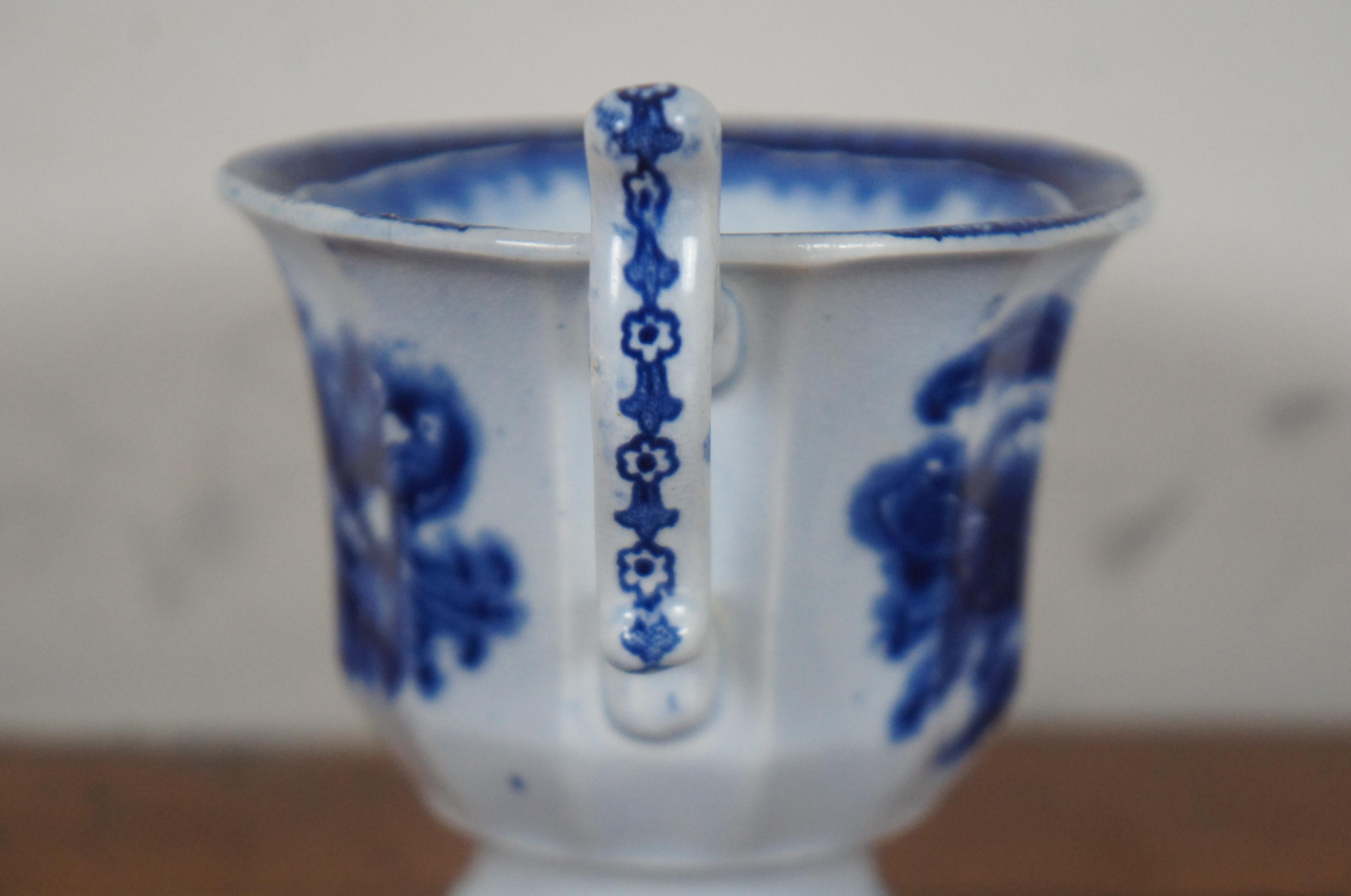 12 Antique 19th Century English G Phillips Ironstone Lobelia Flow Blue Porcelain 2