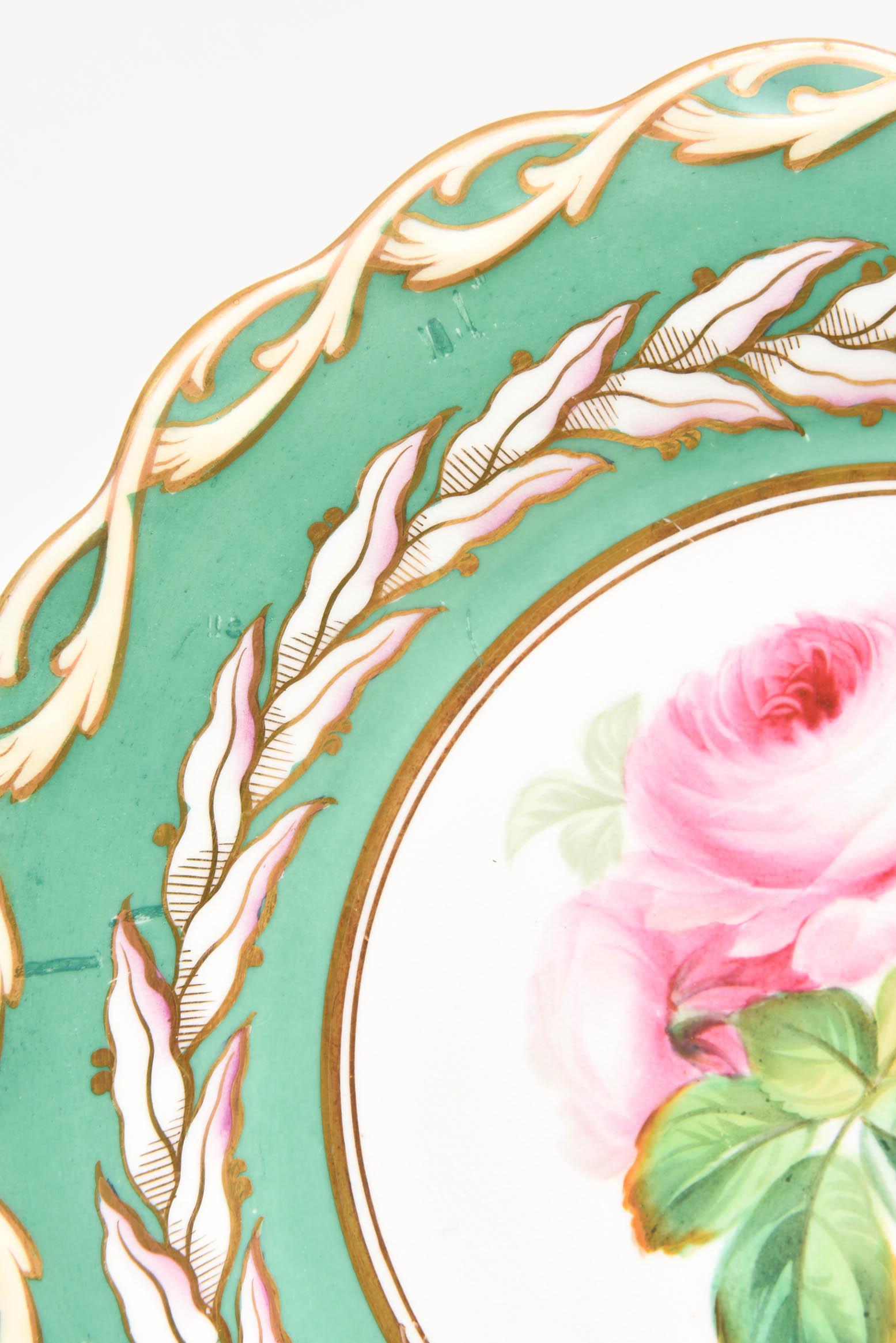 12 Antique Botanical Plates, English Porcelain 19th Century Handpainted Florals 2