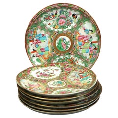 12 Antique Chinese Rose Medallion Porcelain Plates, Early 20thC