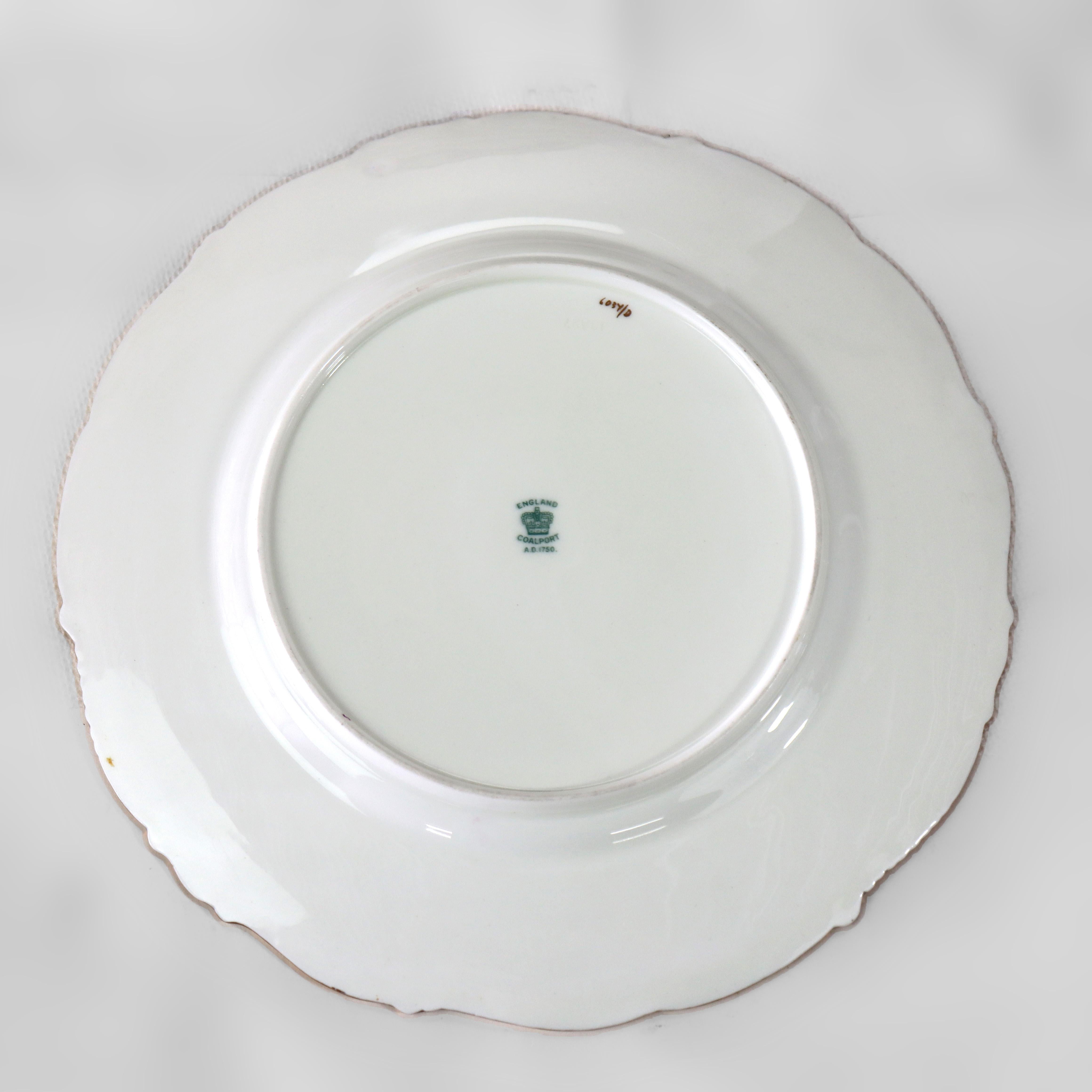 12 Antique Coalport Cobalt Blue & Gilt Porcelain Plates Signed C1900 In Good Condition For Sale In Big Flats, NY