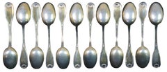 12 Antique English 800 Silver Demitasse Coffee Tea Spoons Scallop Shell 108g