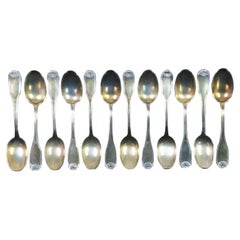 12 Vintage English 800 Silver Demitasse Coffee Tea Spoons Scallop Shell 108g