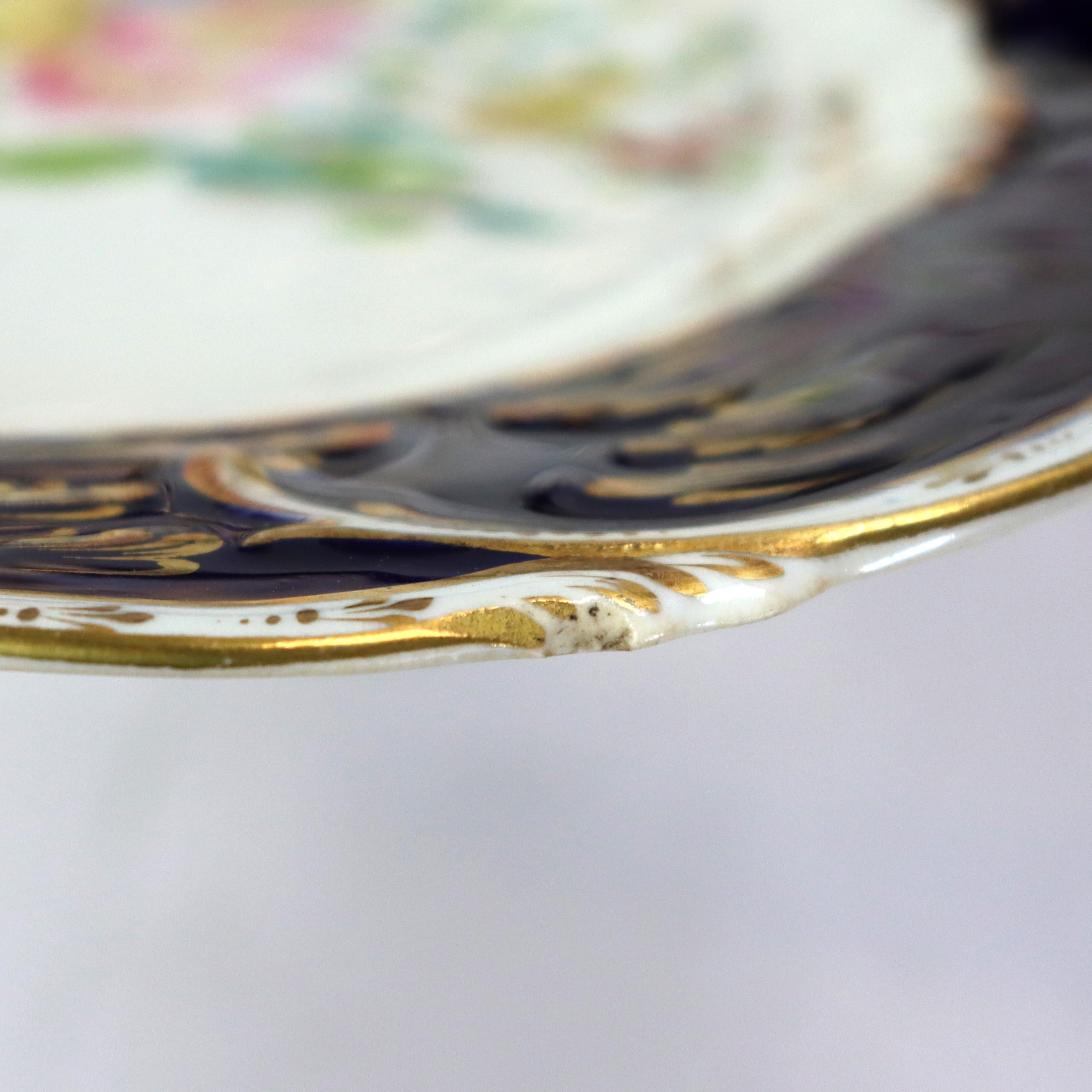 12 Antique English Cobalt Blue & Gilt Porcelain Plates C1900 For Sale 2