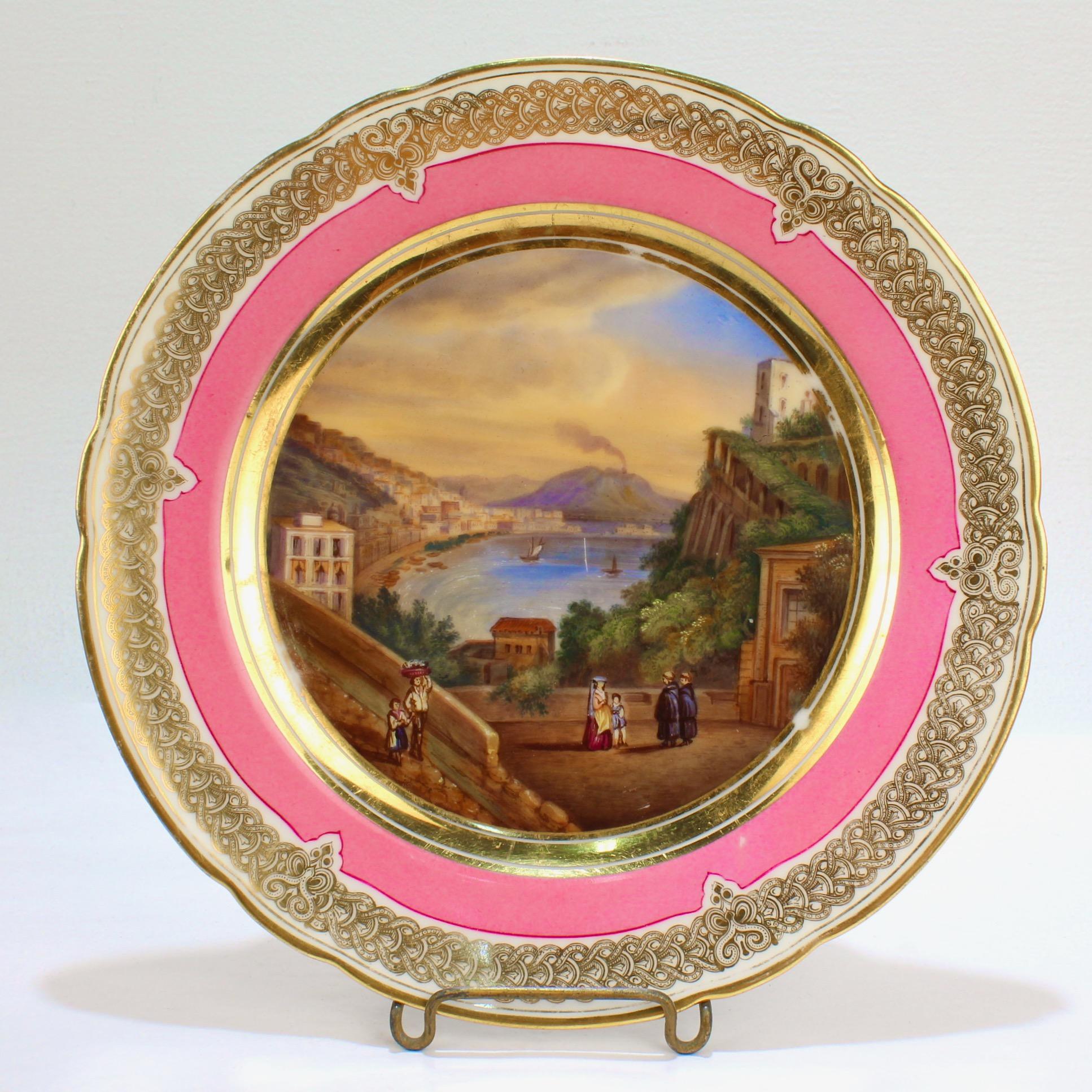 19th Century 12 Antique French Hand Painted Paris Porcelain Topographical Cabinet Plates