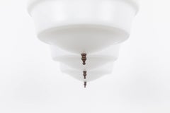 12" Antique GEC Art Deco Church Opaline Glass Pendant Light, C.1930