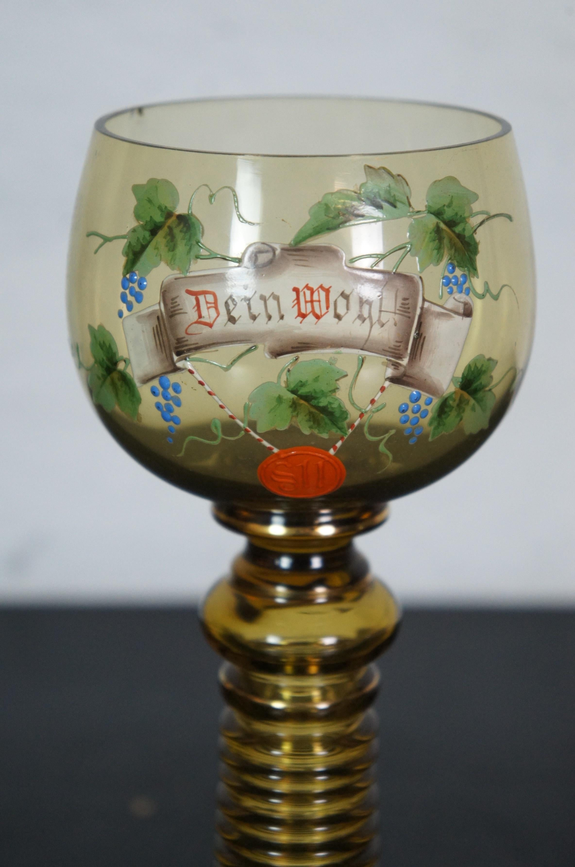 Vetro 12 Antichi calici di vetro smaltati tedeschi Bohemian Roemer Fritz Heckert Calice