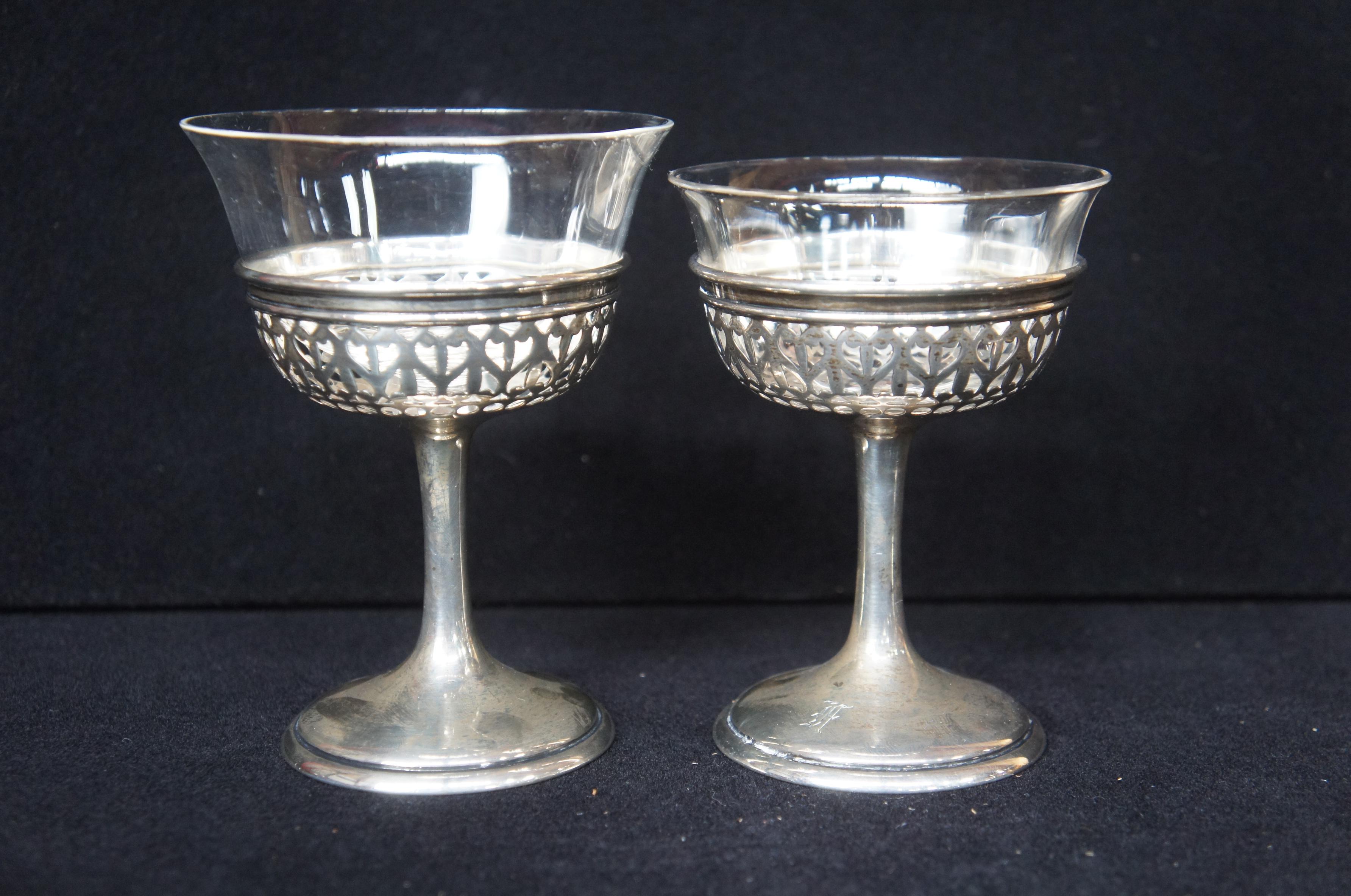12 Antique Gorham Reticulated Sterling Silver Dessert Aperitif Cordial Glasses For Sale 7