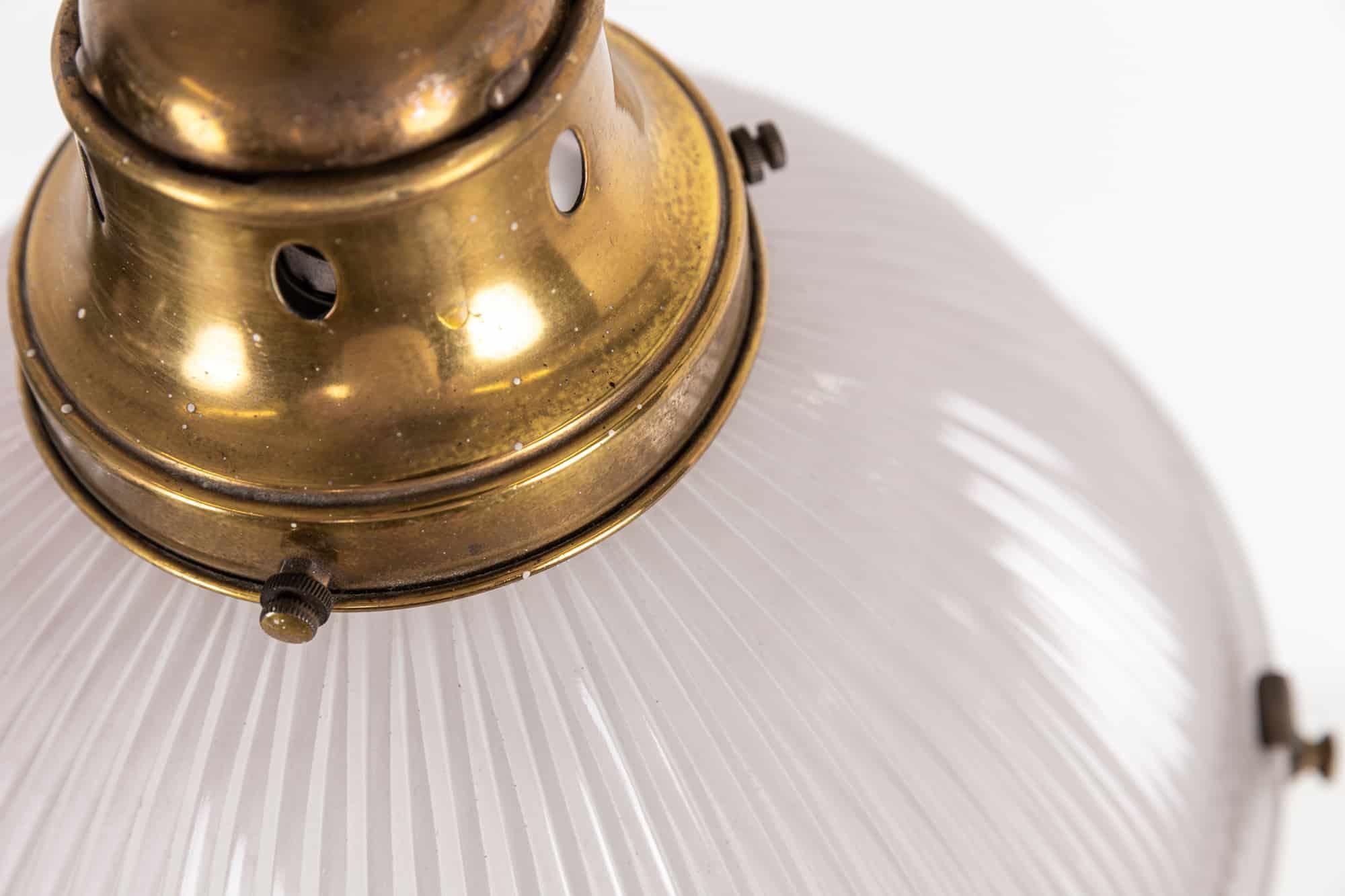 Art déco Lampe à suspension en verre prismatique antique Holophane « Reflector-Refractor » de 12 pouces, 1920 en vente