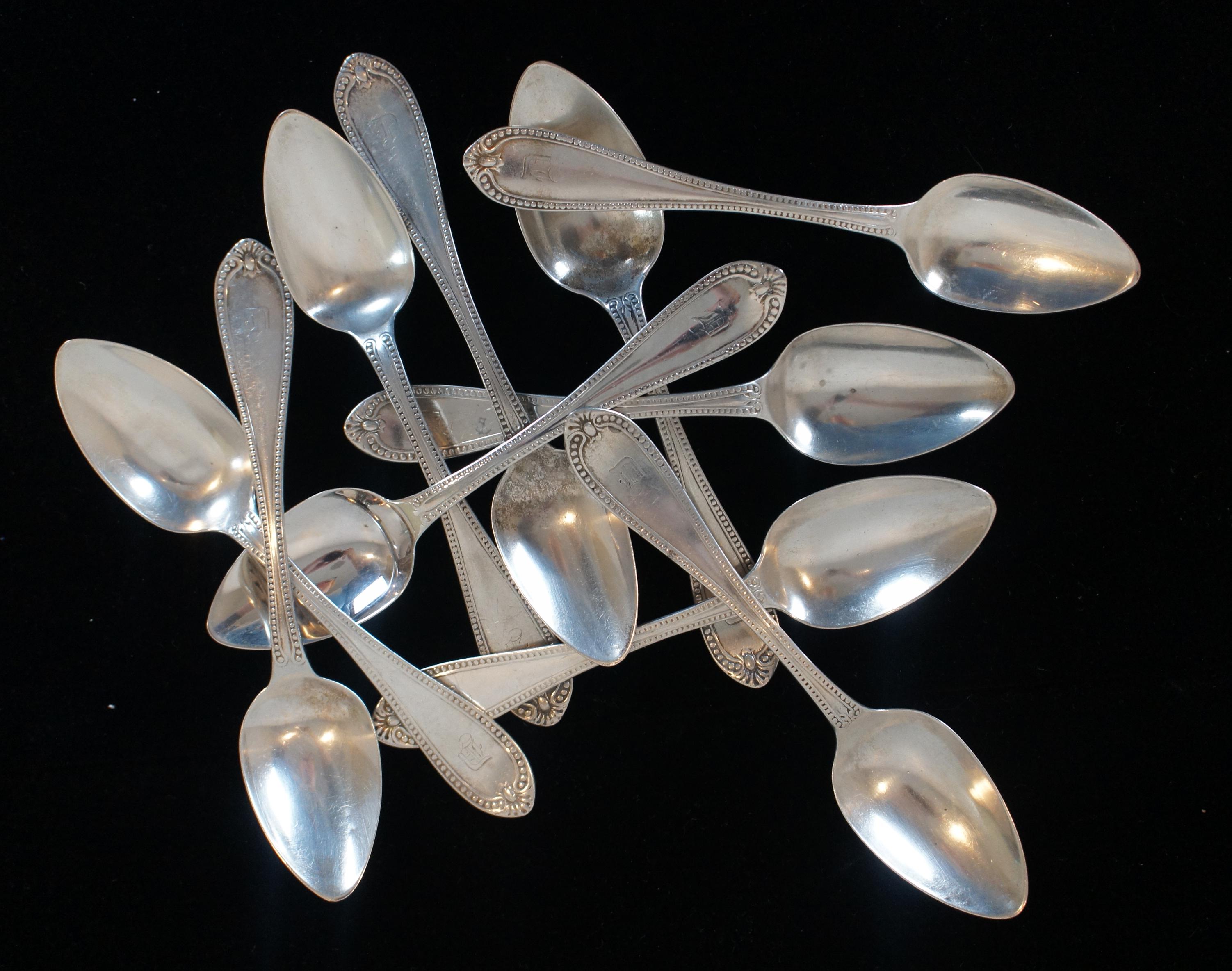 12 Antique JE Caldwell Jd Chase Sterling Silver Tea Spoons Monogram D For Sale 3