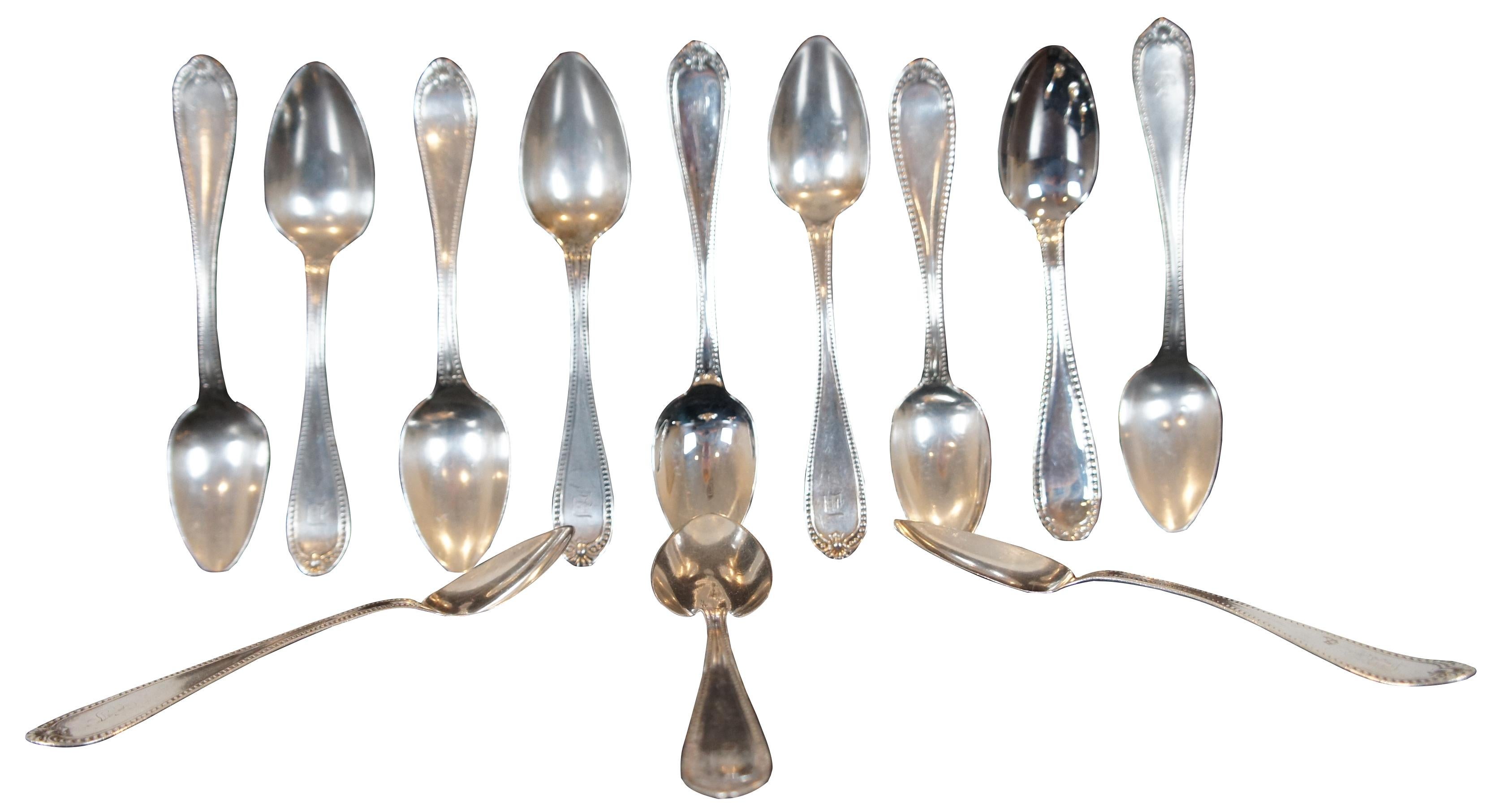 12 Cucharas de té antiguas de plata de ley JE Caldwell Jd Chase Monograma D Victoriano