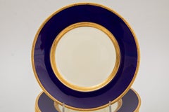 12 assiettes à salade ou à dessert anciennes Minton England bleu cobalt et or