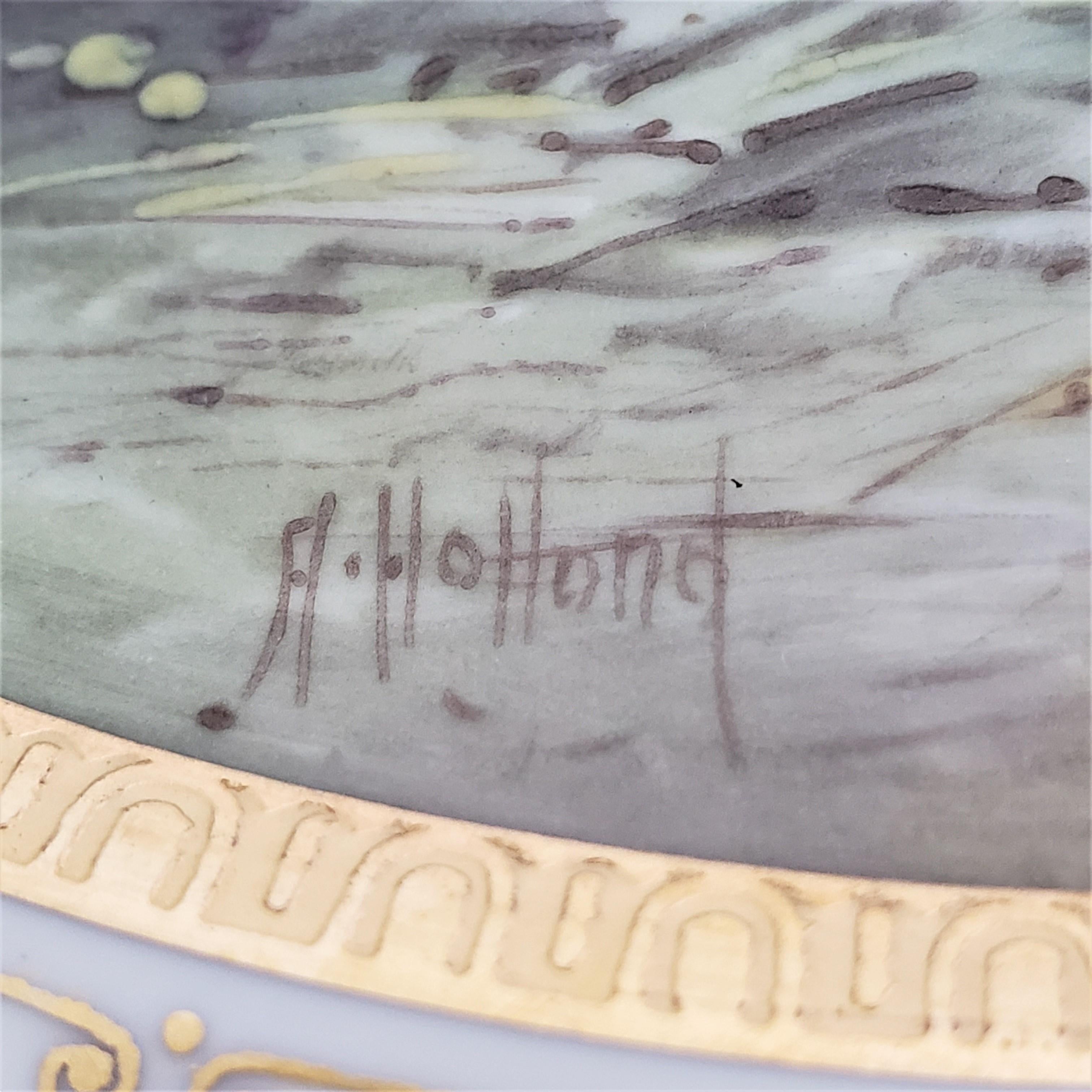 12 antike Minton-Schrankteller, handbemalt, signiert A. Holland, mit Fischdarstellung im Angebot 9