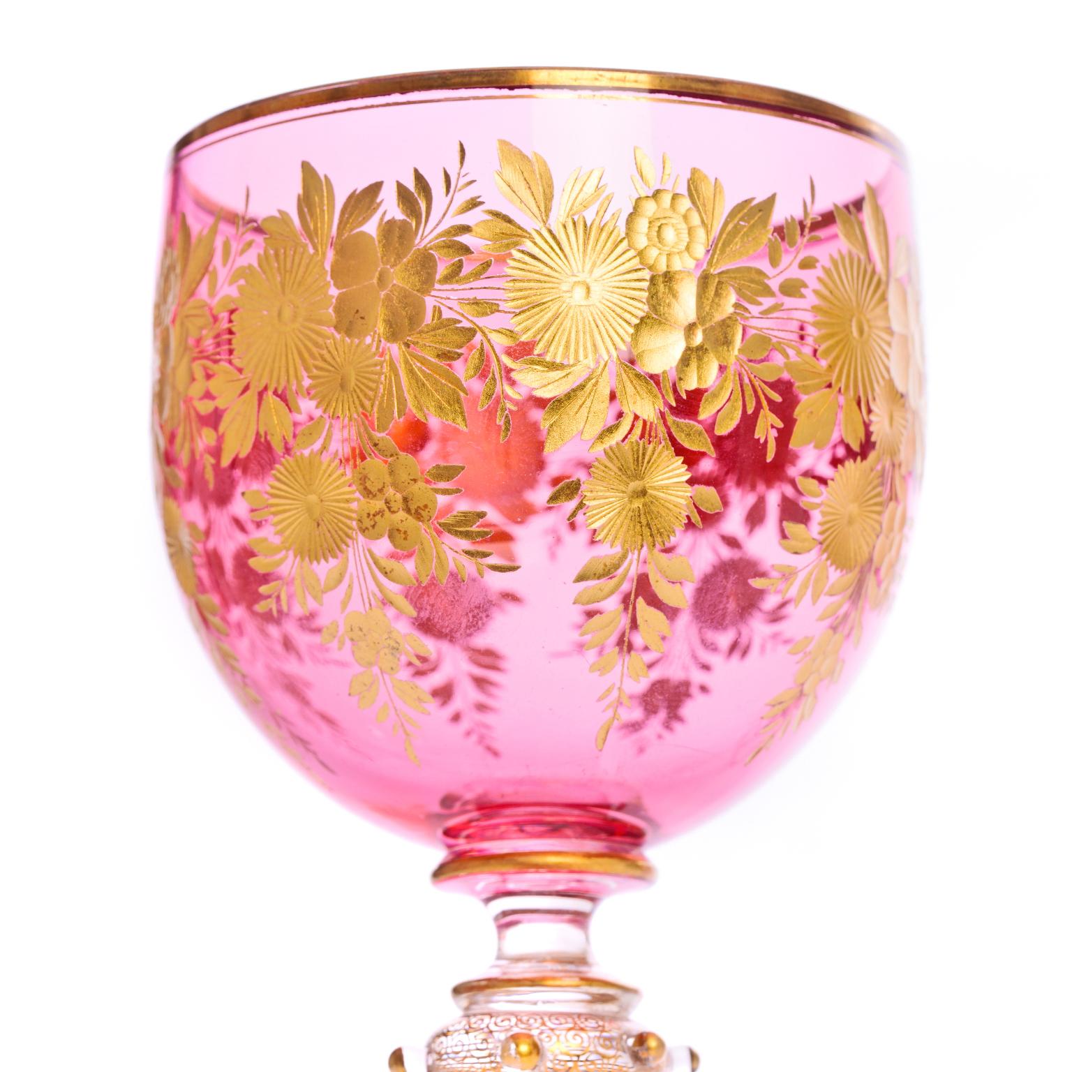 12 Antique Moser Wine Goblets In Excellent Condition In Litchfield, CT