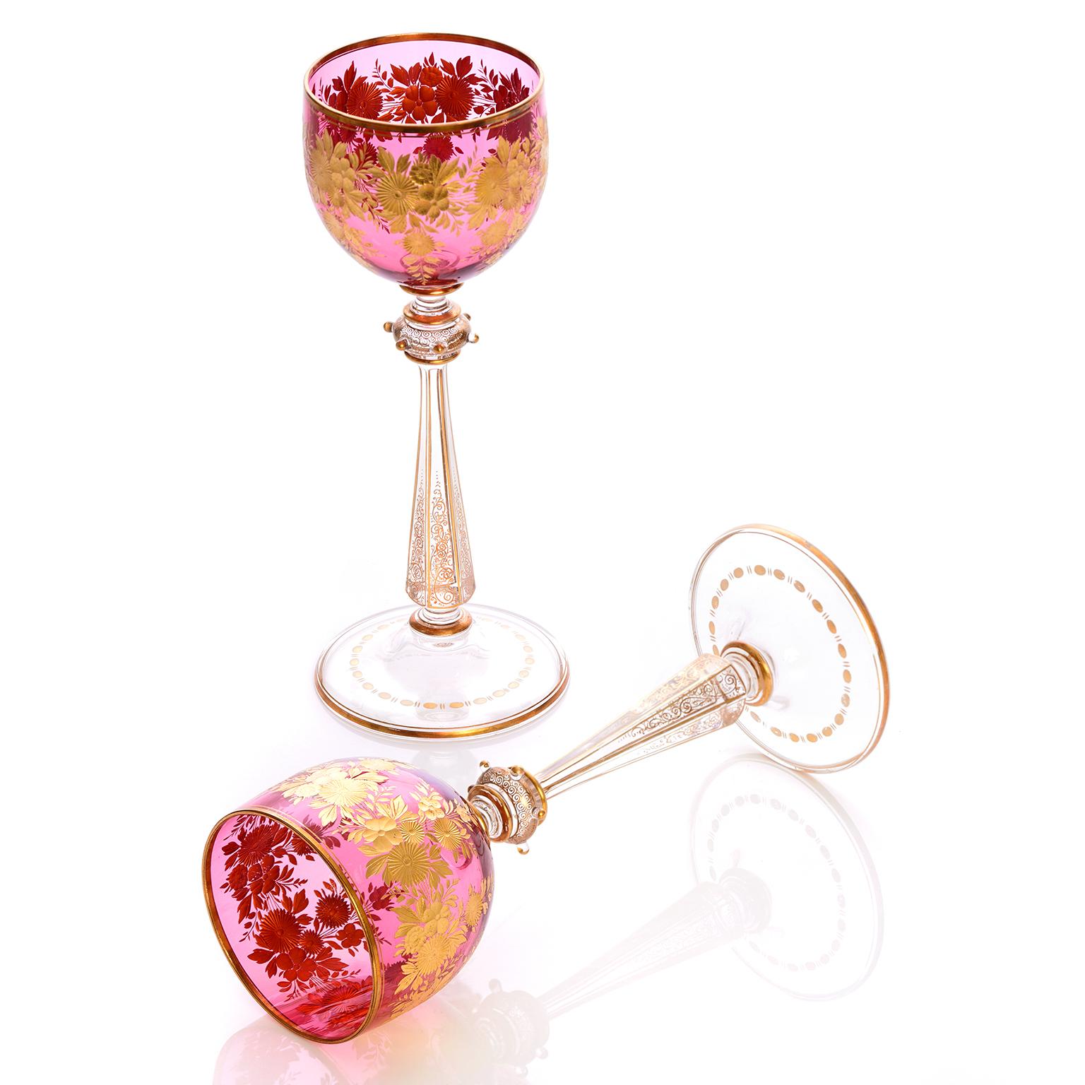 Crystal 12 Antique Moser Wine Goblets