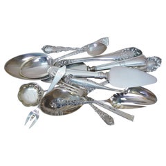 12 Antique Sterling Silver 925 Serving Utensils Forks Spoons Cake Servers