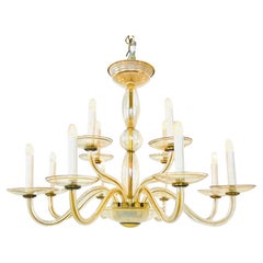 12 Arm Amber Murano Glass Chandelier
