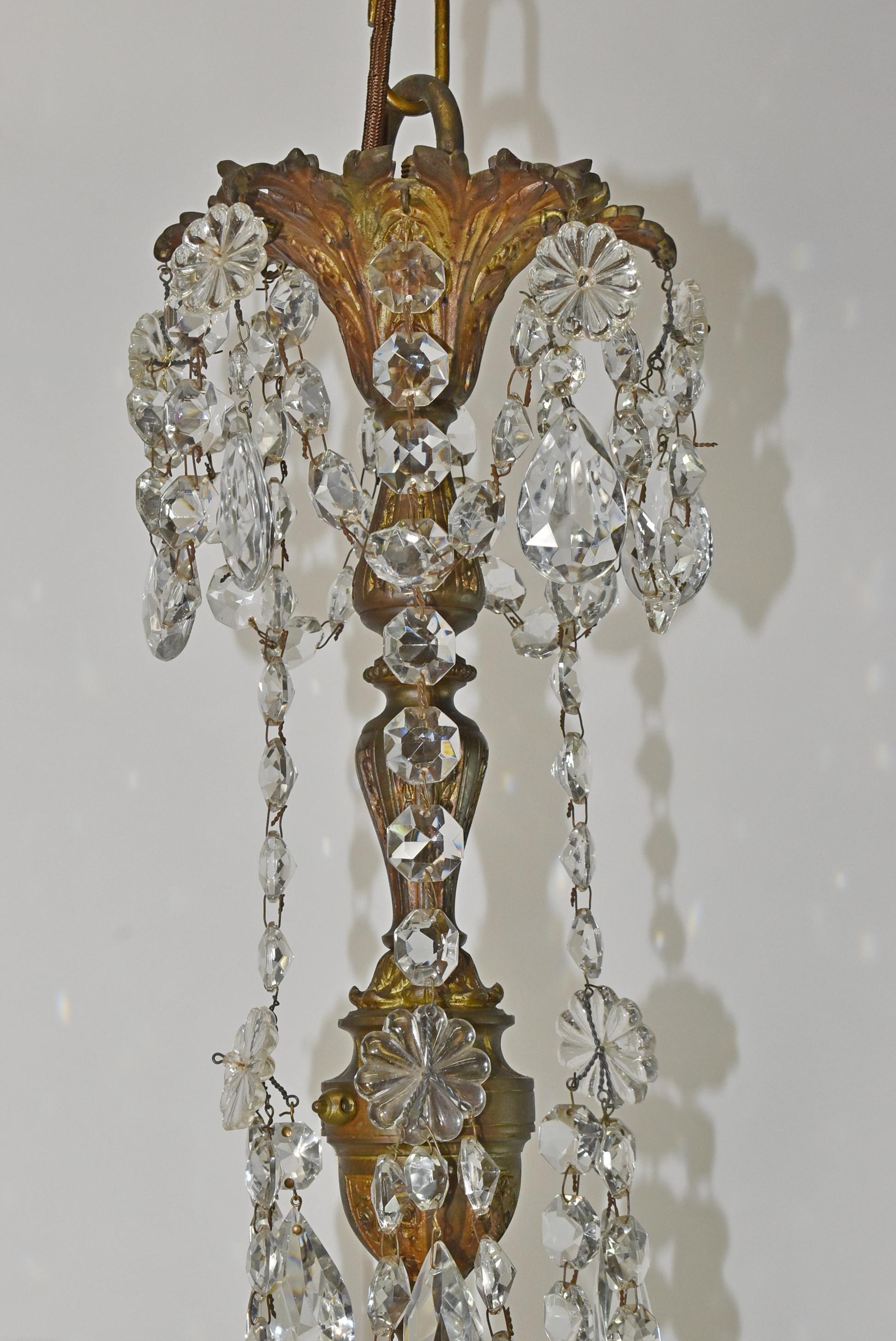 Rococò Lampadario a 12 bracci in stile rococò convertito in bronzo, larghezza 24