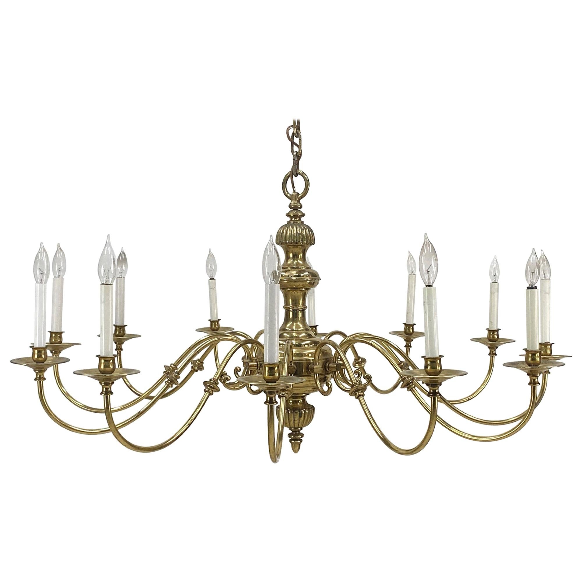 12 Arm Williamsburg Brass Ballroom Chandelier Small Qty Available