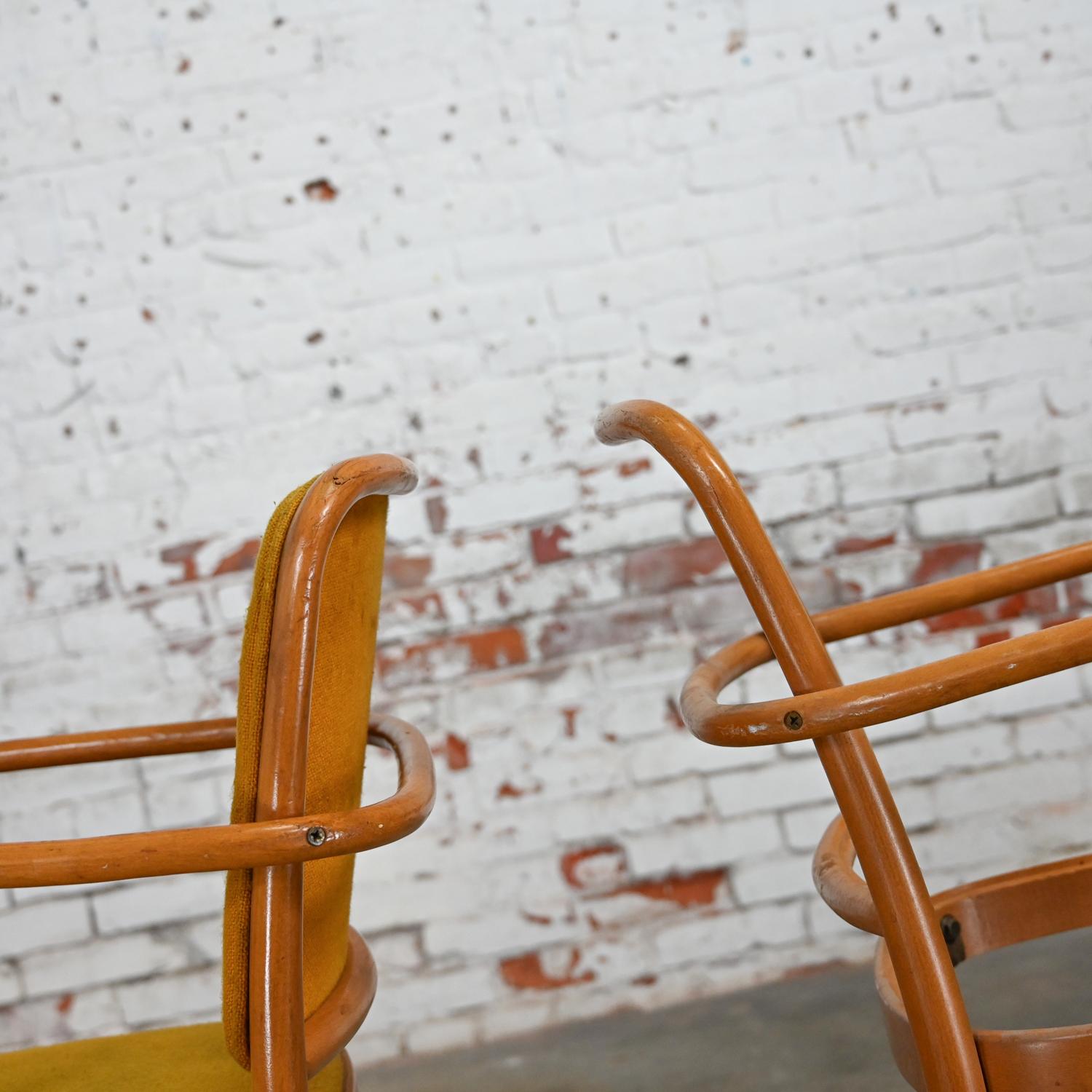12 chaises de salle à manger Bauhaus en hêtre courbé J Hoffman Prague 811 style Thonet en vente 1