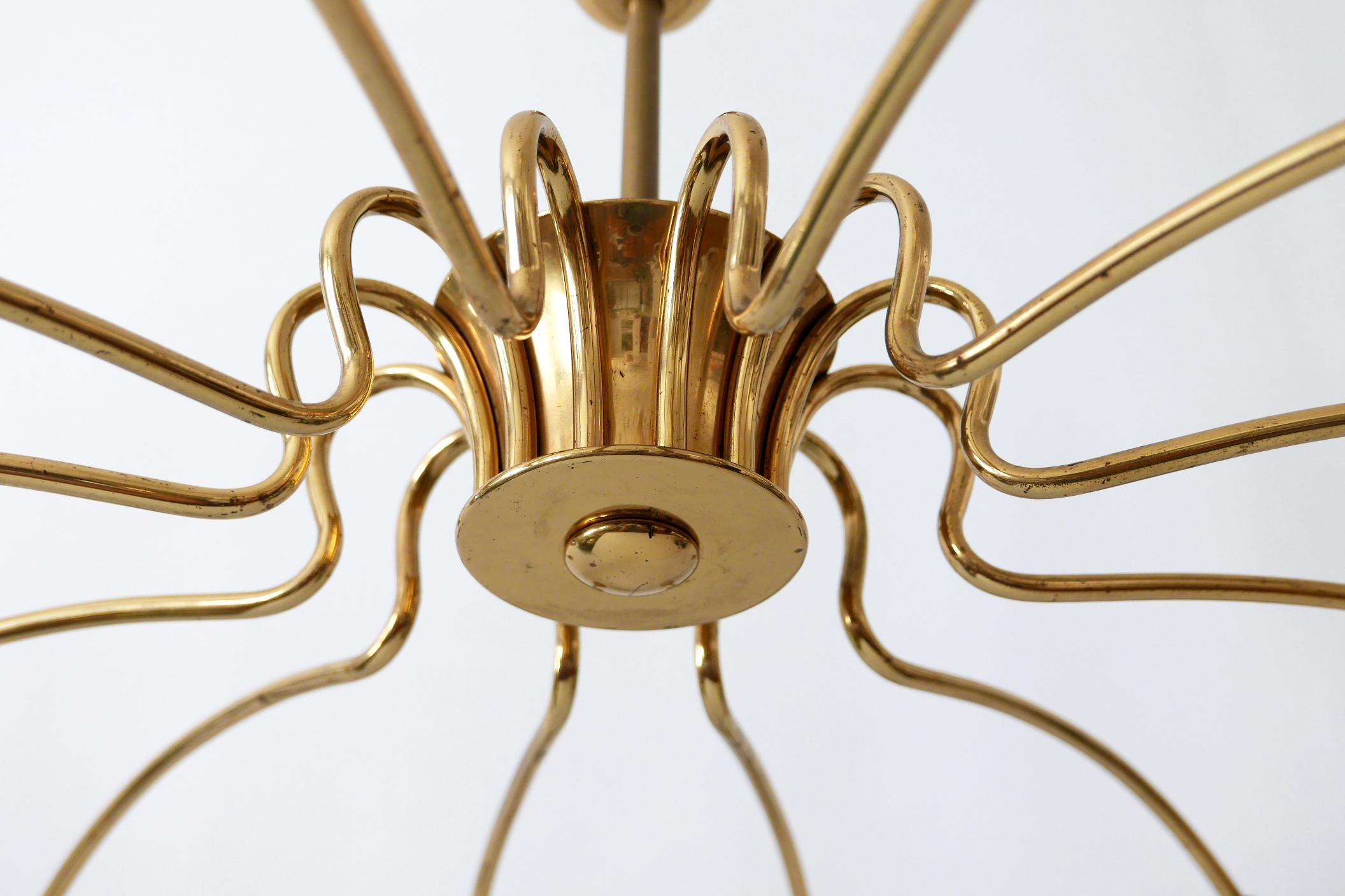 12-Armed Mid-Century Modern Sputnik Brass Chandelier or Pendant Lamp, 1950s 7