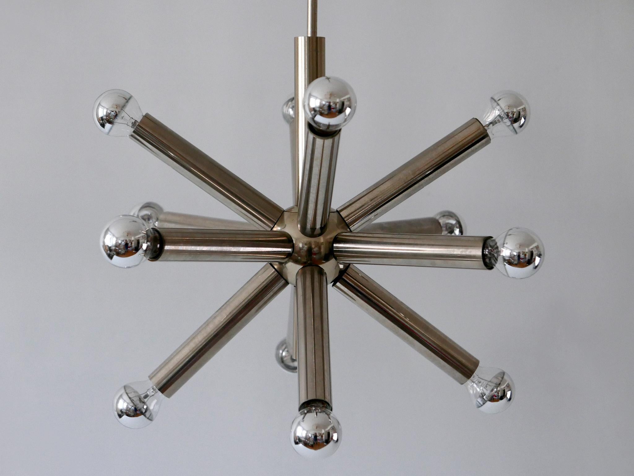 Lustre ou lampe à suspension Spoutnik à 12 bras, moderne du milieu du siècle dernier, Allemagne, années 1960 en vente 3