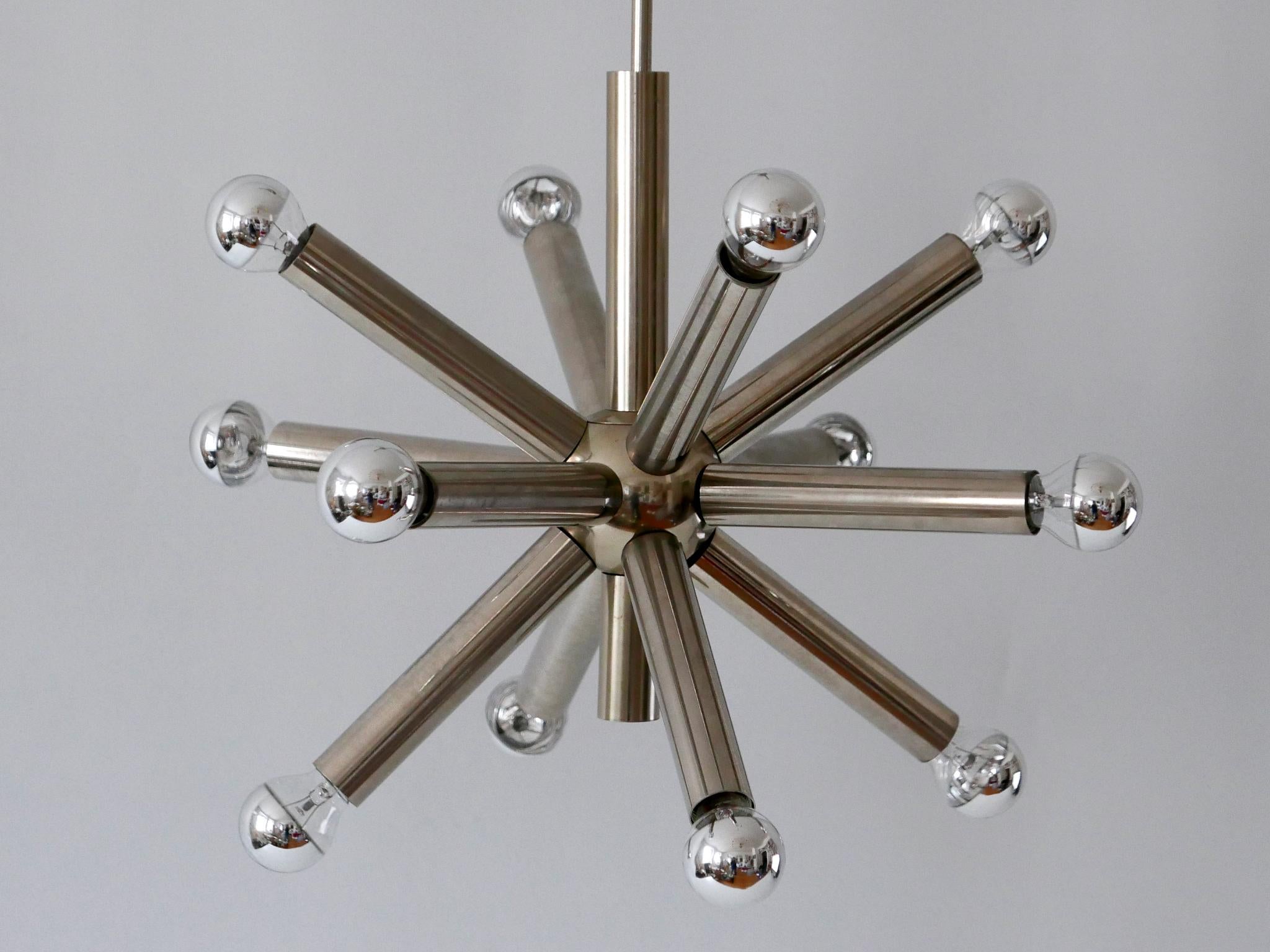 Plated 12-Armed Mid-Century Modern Sputnik Chandelier or Pendant Lamp, 1960s, Germany For Sale
