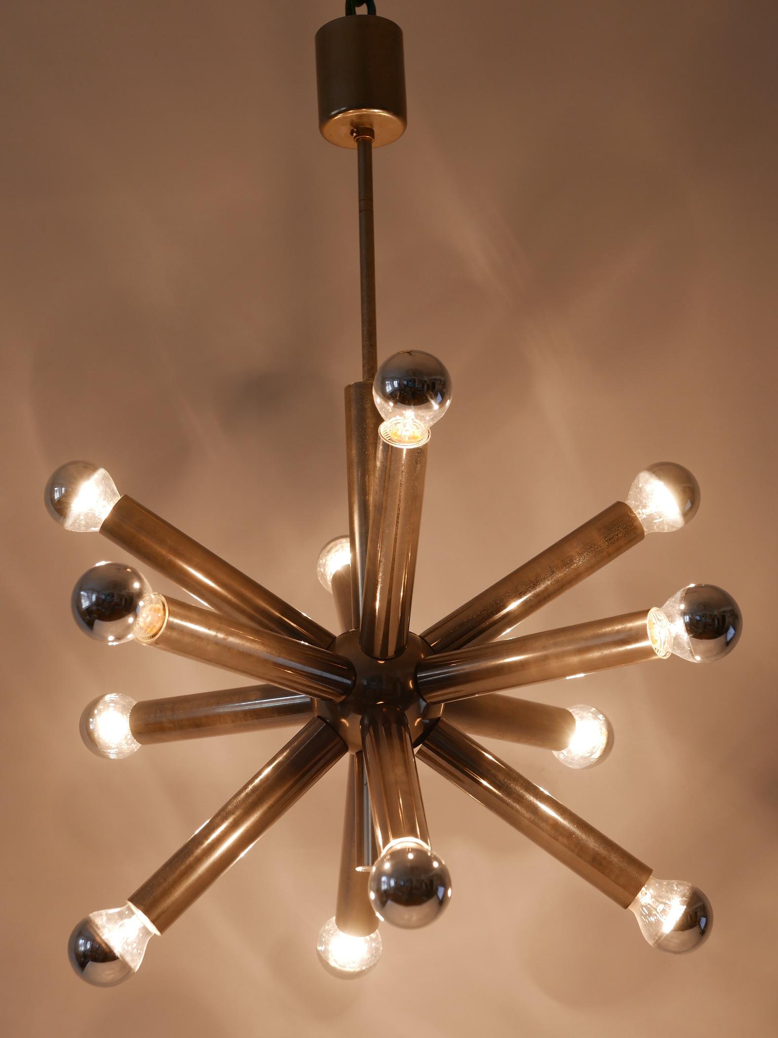 Milieu du XXe siècle Lustre ou lampe à suspension Spoutnik à 12 bras, moderne du milieu du siècle dernier, Allemagne, années 1960 en vente