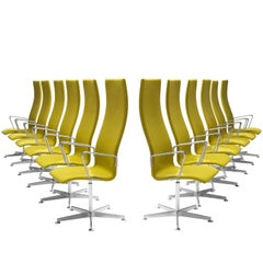 Arne Jacobsen High Back 'Oxford' Twelve Swivel Chairs for Fritz Hansen