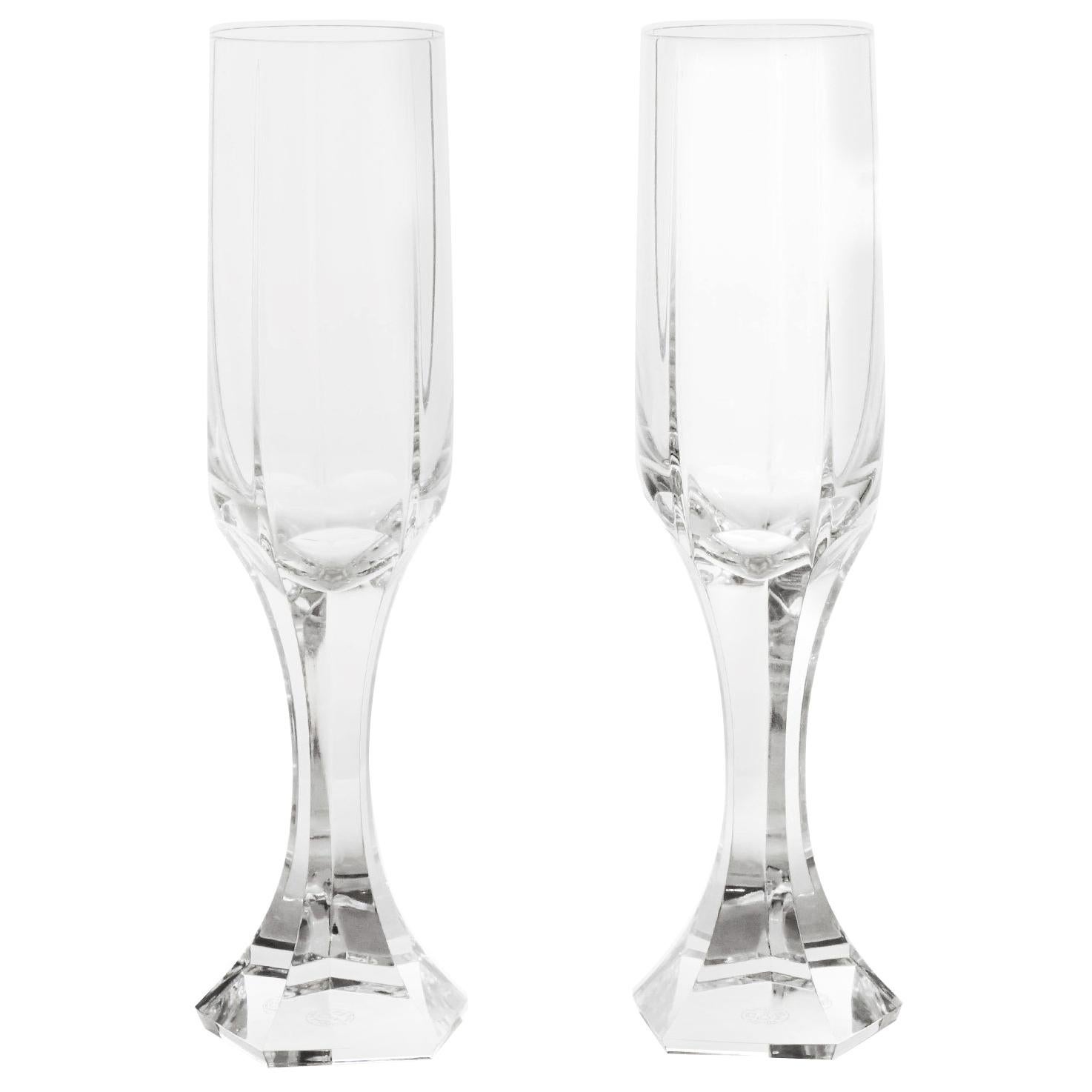 2 Champagne cups 2 flûtes champagne cristal.Modèle saint-Remy.signé BACCARAT 