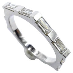 12 Baguette Cut Diamonds Six-sided Hexagon Shape Band Ring in 18K White Gold