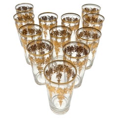 12 Belle Époque Gilt Floral Crystal Tumblers, Suitable for Champagne / Wine