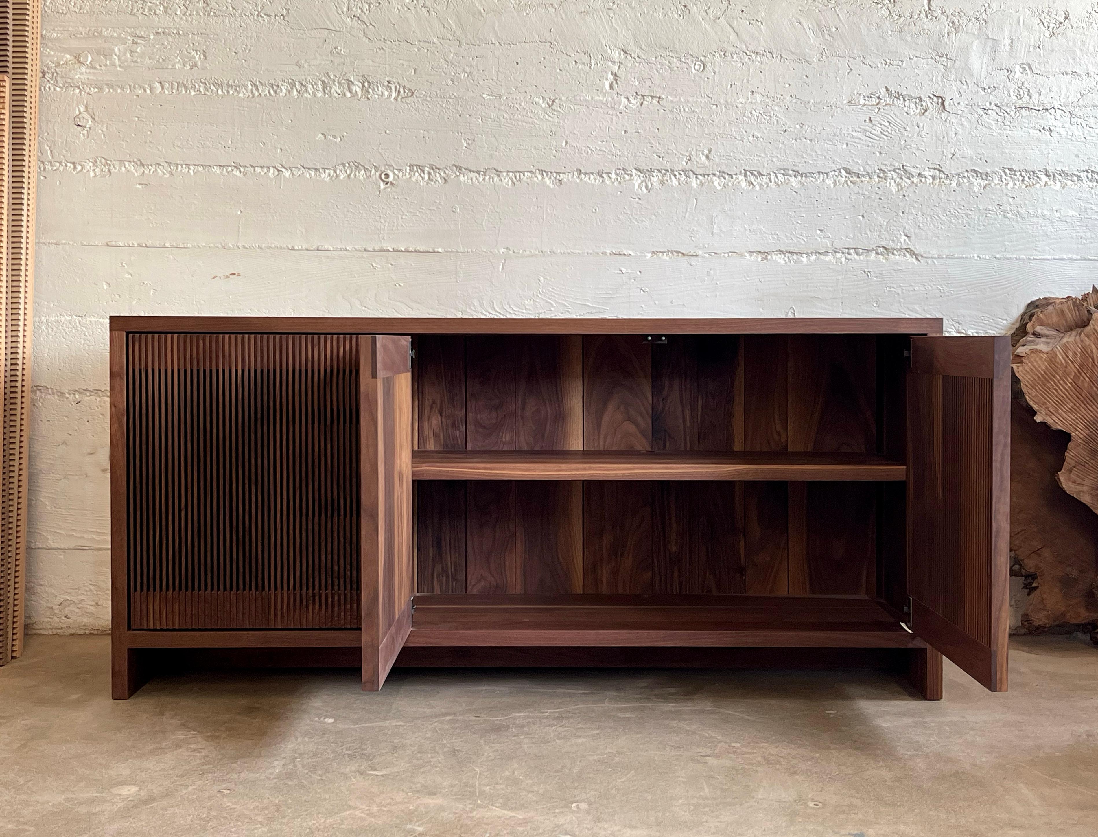 12' Black Walnut Slatted Credenza In New Condition For Sale In Portland, OR