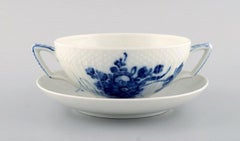 12 Blue Flower Braided Bouillon Cups with Saucers