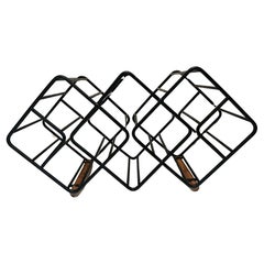 12 Bottle Capacity MCM Iron & Walnut Wine Rack