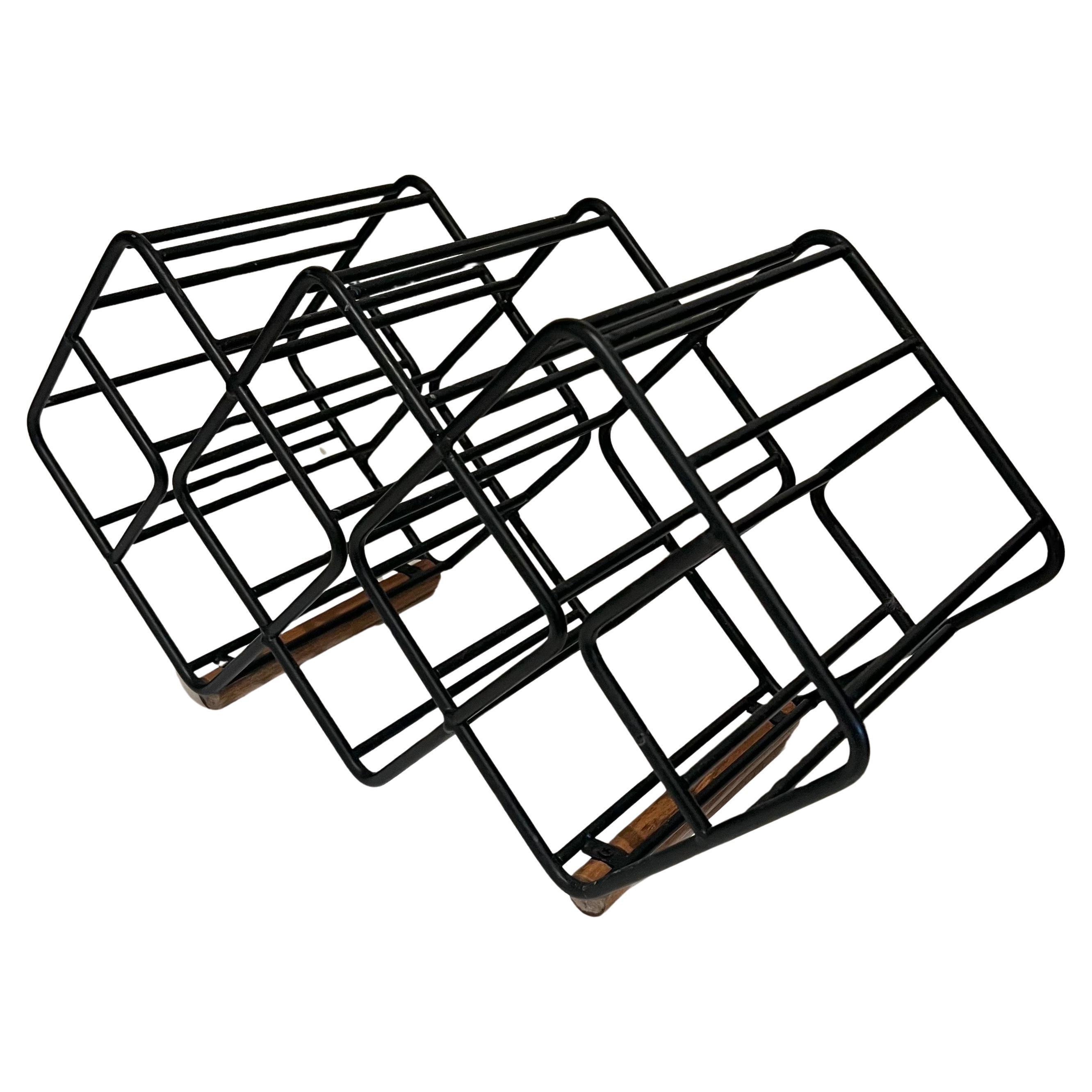 12 Bottle Capacity MCM Iron 
Walnut Wine Rack