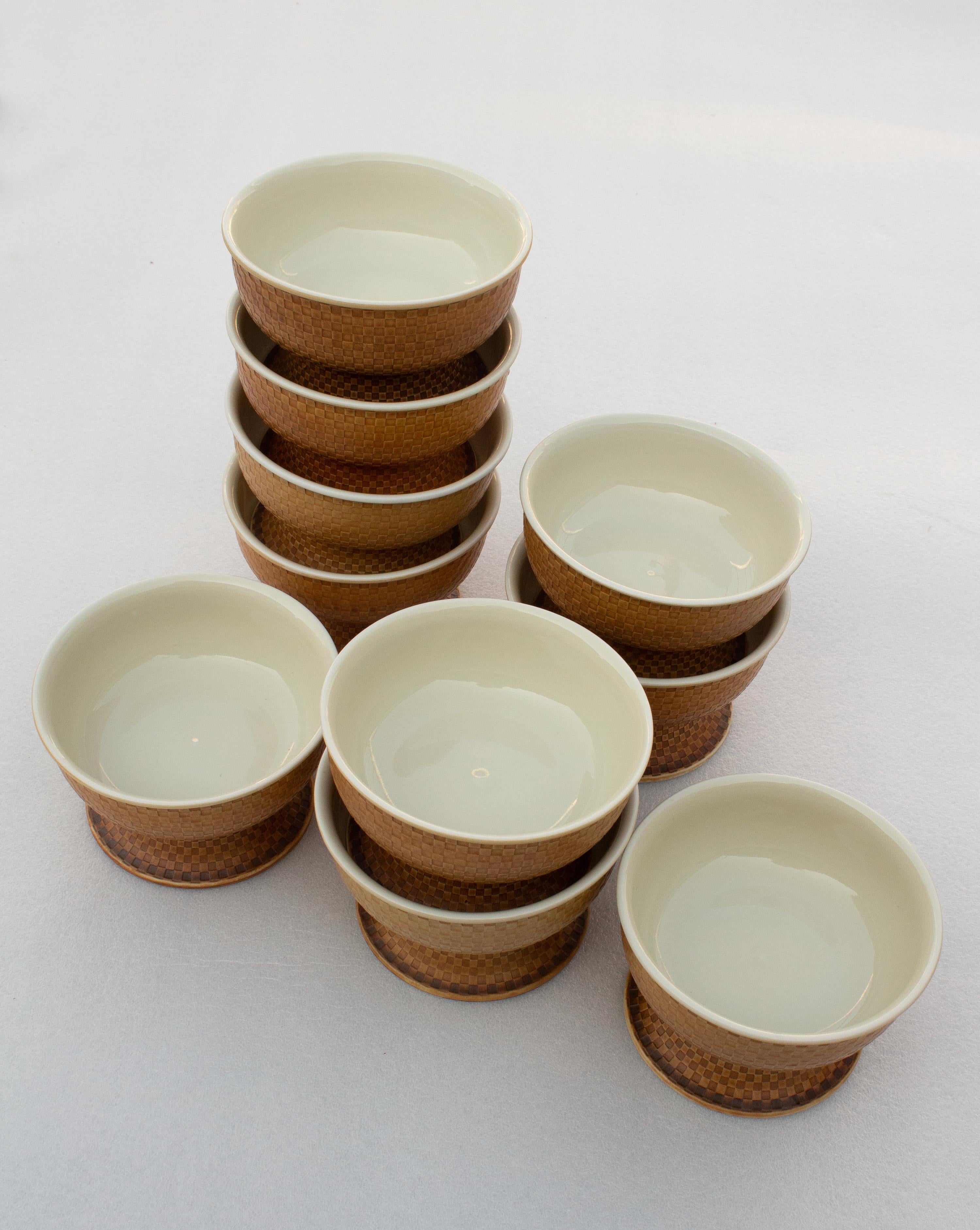 Scandinavian Modern 12 Bowls with Terracotta Glaze by Signe Persson Melin for Boda Nova, Sweden For Sale