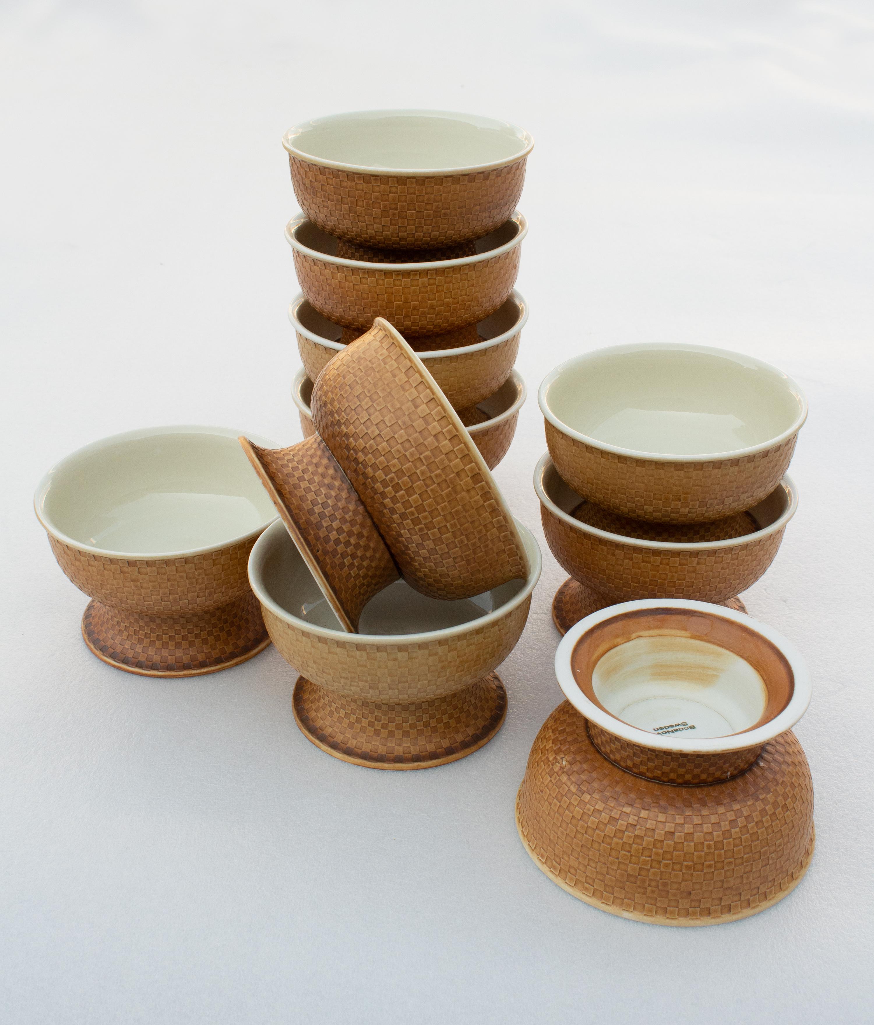 12 Bowls with Terracotta Glaze by Signe Persson Melin for Boda Nova, Sweden In Excellent Condition For Sale In Stockholm, SE