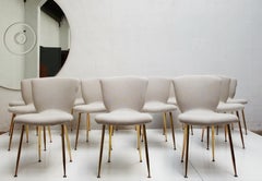 12 Brass Leg Dining Chairs by Louis Sognot for Arflex, Italy 1959, Published