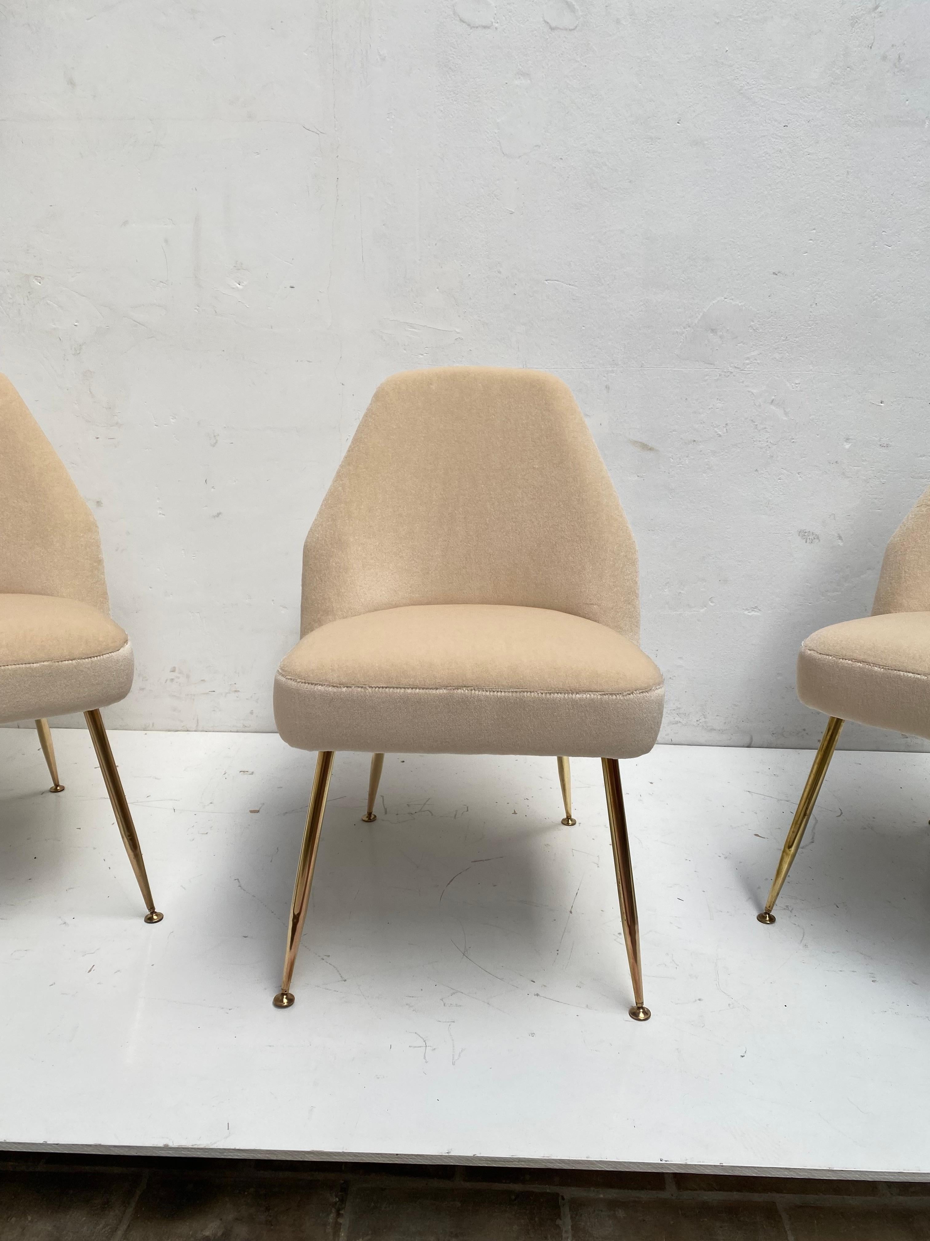 Enameled 12 Brass & Mohair Campanula Chairs by Pagani (Partner of Gio Ponti) Arflex 1952  For Sale