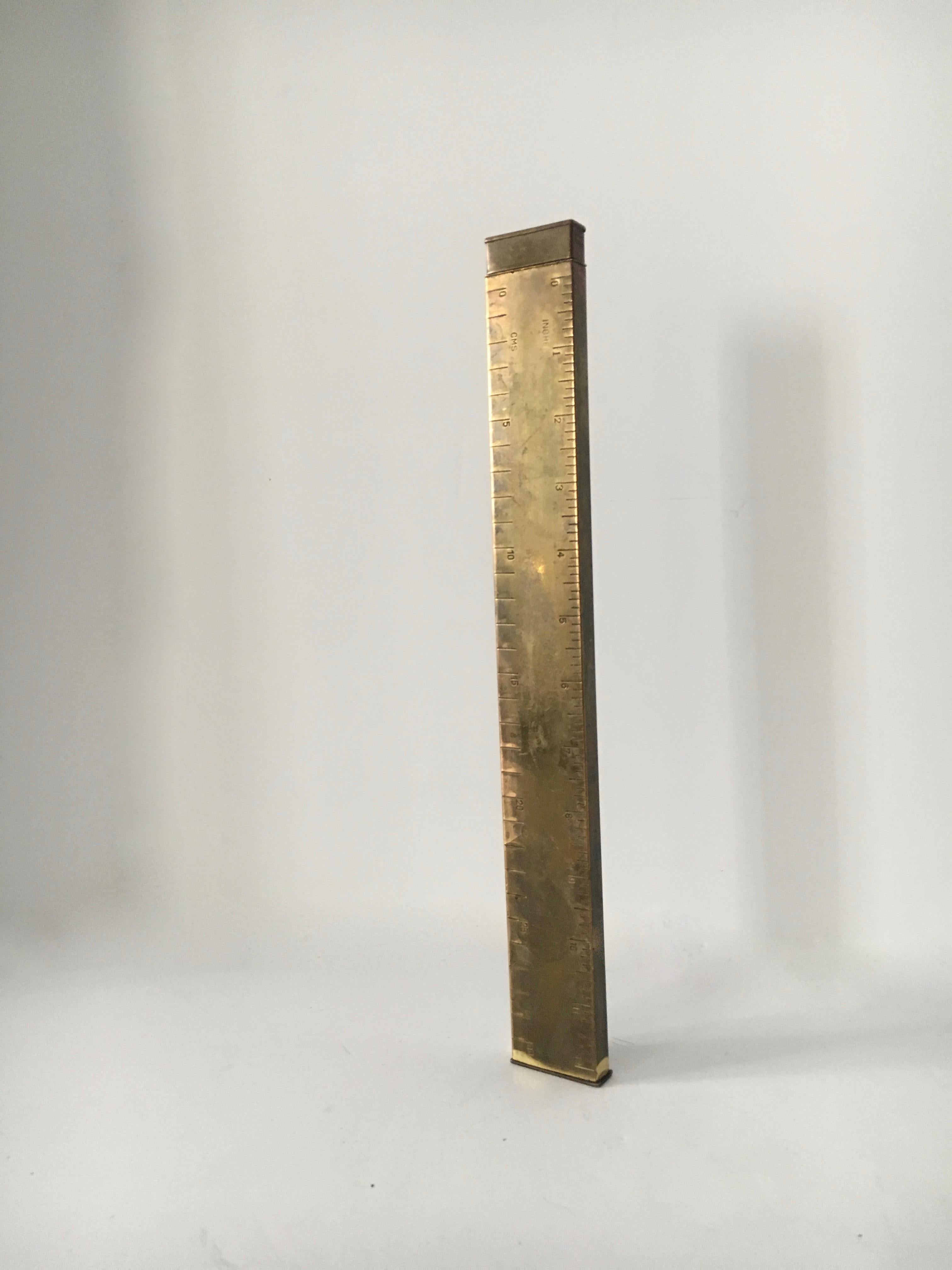 Brass Ruler with Lighter In Good Condition In Los Angeles, CA
