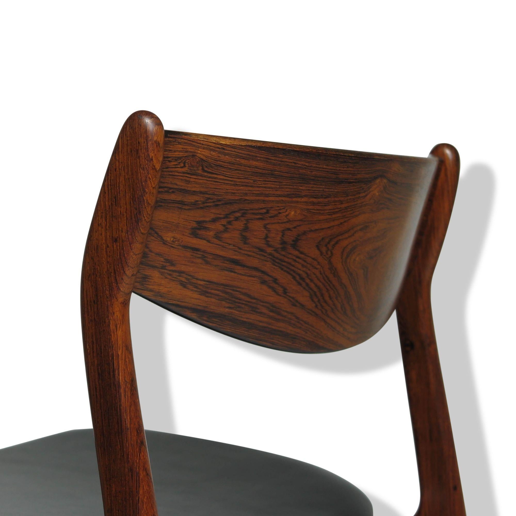 12 Brazilian Rosewood Pe Jorgensen Dining Chairs in New Black Leather 2