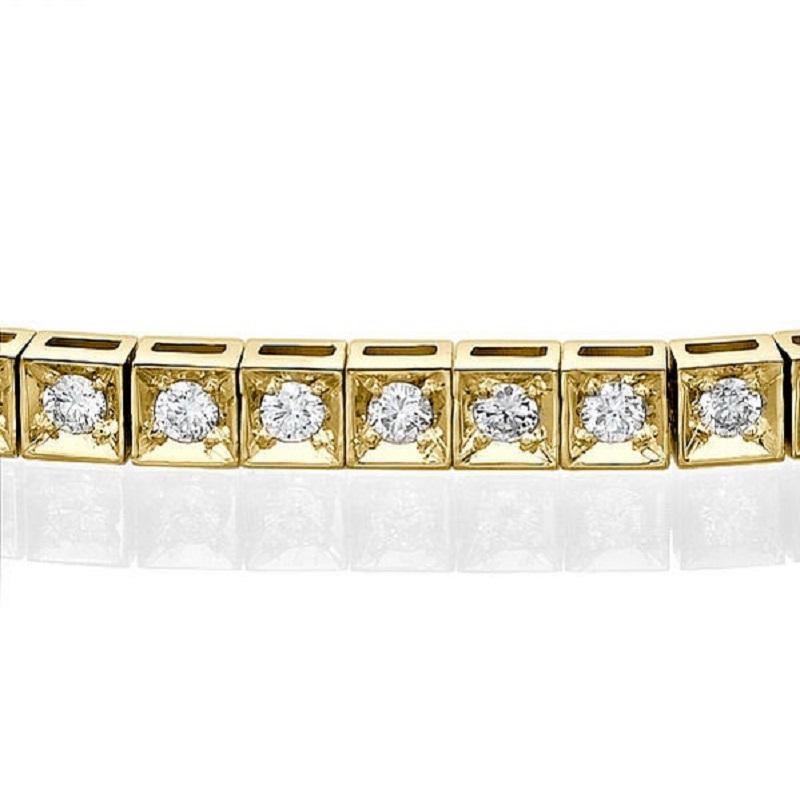 A classic Diamond bracelet made of 14K Yellow Gold set with 56 Diamonds. The total carat weight of this beautiful Diamond bracelet is 1.20 carat, D-F color and VS clarity. 
 
Metal Type: 
This bracelet can be made in yellow gold, white gold or rose